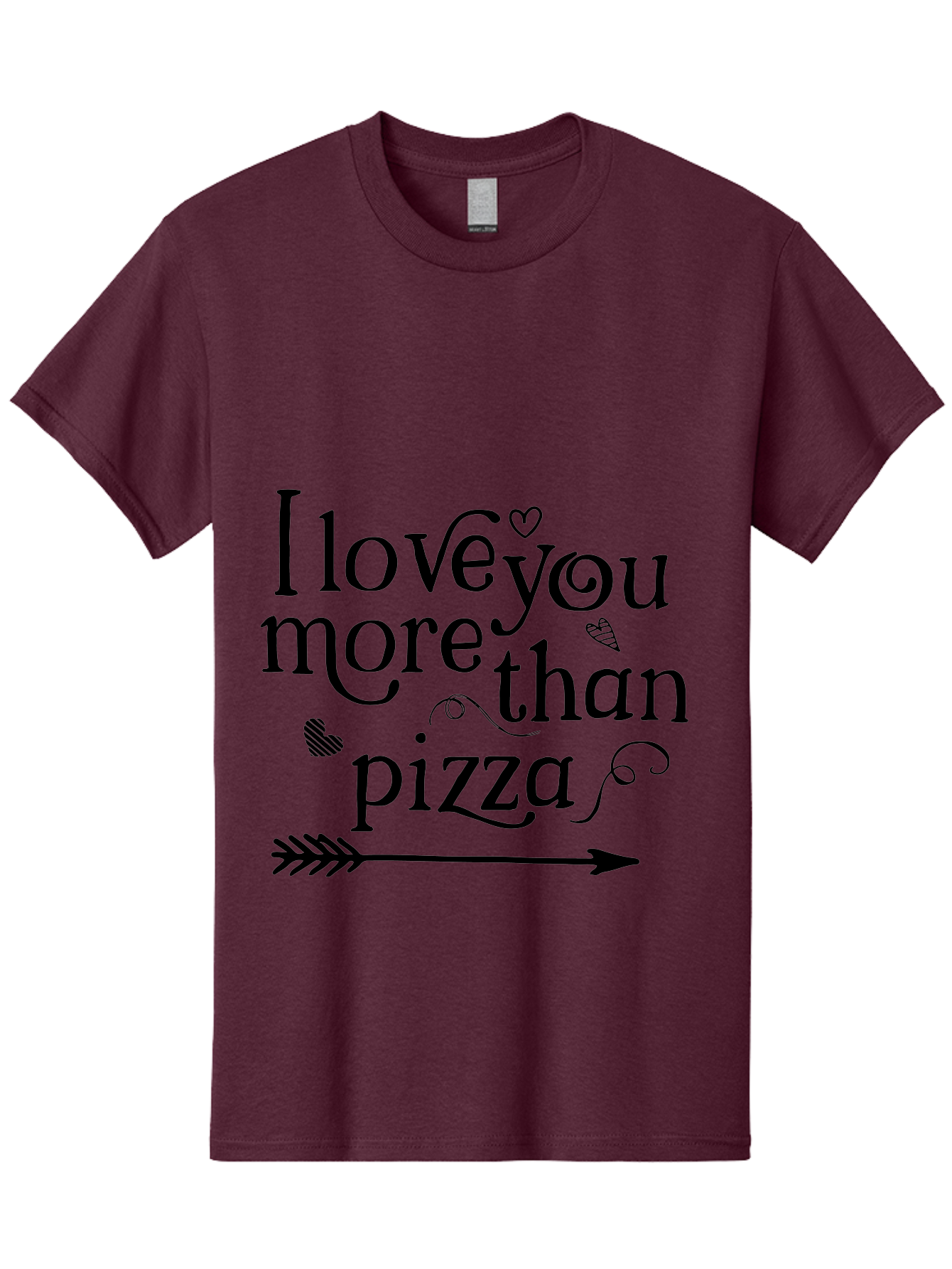 I-Love-You-More-Than-Pizza Men'S Graphic Tee, 100% Cotton, Comfortable Casual Summer Wear, Machine Washable, Love Quote, Pizza Love, Romantic Phrase, Heartwarming Saying, Valentine'S Day Message, Cute Typography, Arrow Design, Whimsical Hearts Aac857 19