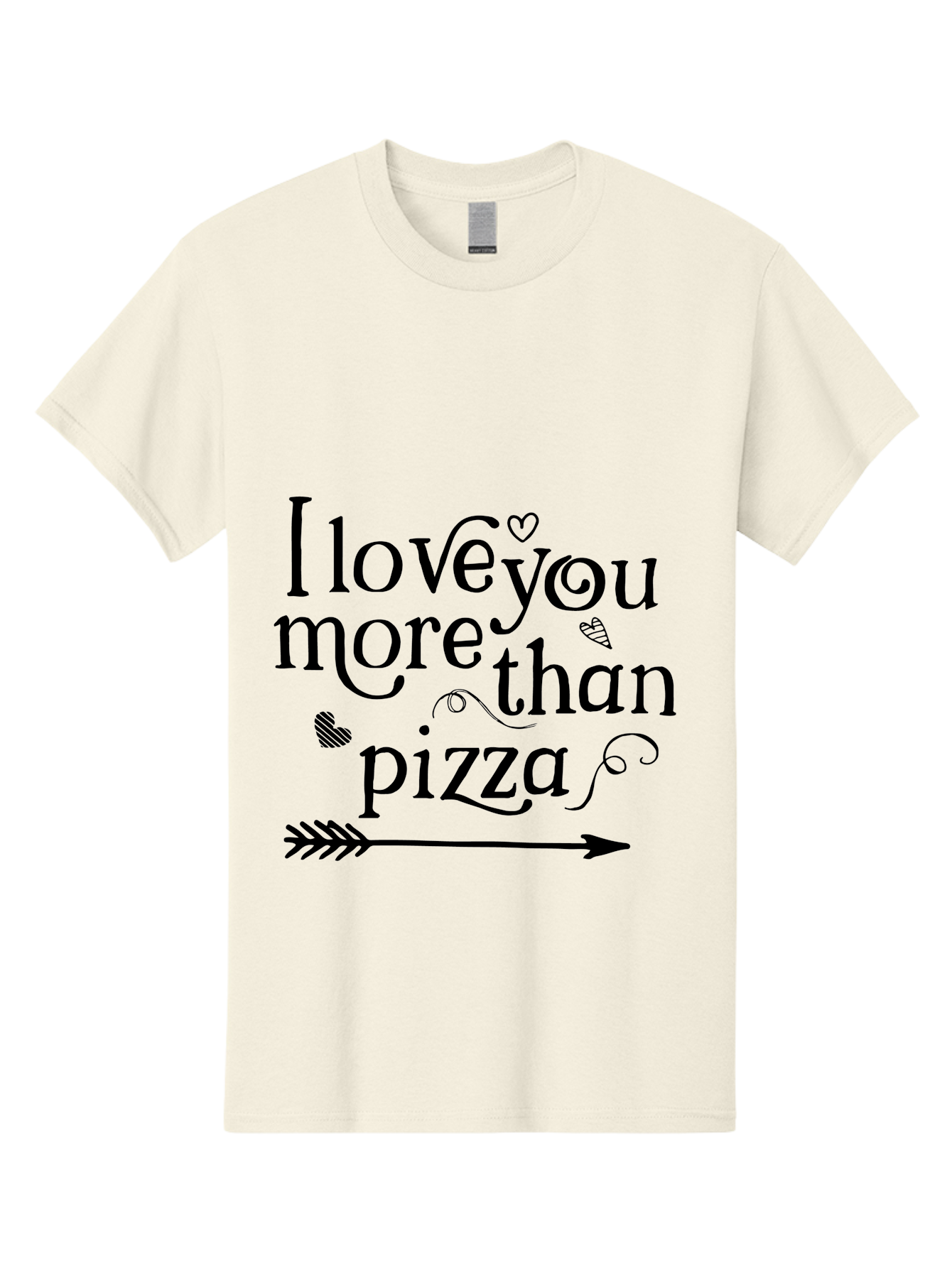 I-Love-You-More-Than-Pizza Men'S Graphic Tee, 100% Cotton, Comfortable Casual Summer Wear, Machine Washable, Love Quote, Pizza Love, Romantic Phrase, Heartwarming Saying, Valentine'S Day Message, Cute Typography, Arrow Design, Whimsical Hearts Aac857 21