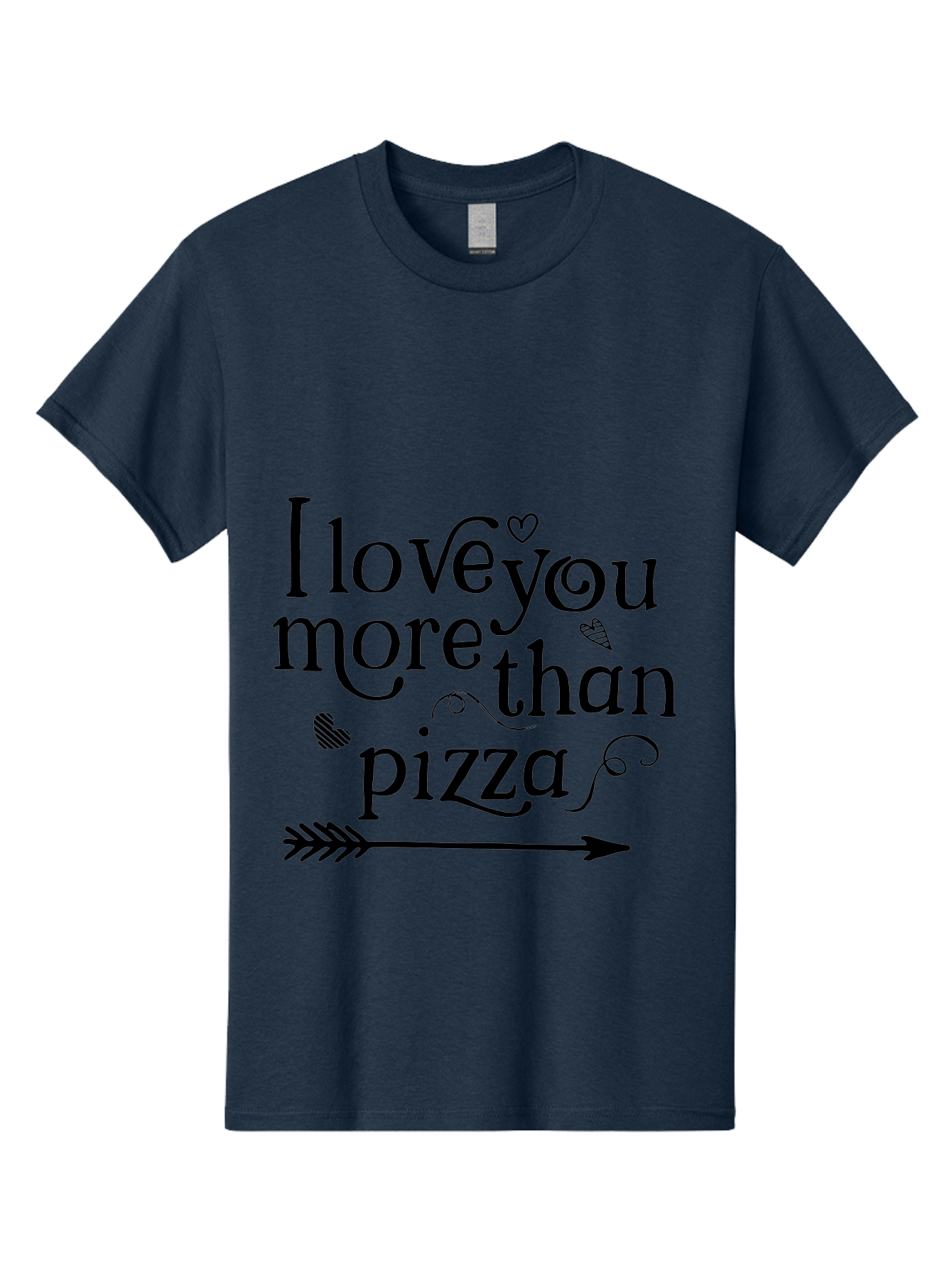 I-Love-You-More-Than-Pizza Men'S Graphic Tee, 100% Cotton, Comfortable Casual Summer Wear, Machine Washable, Love Quote, Pizza Love, Romantic Phrase, Heartwarming Saying, Valentine'S Day Message, Cute Typography, Arrow Design, Whimsical Hearts Aac857 3