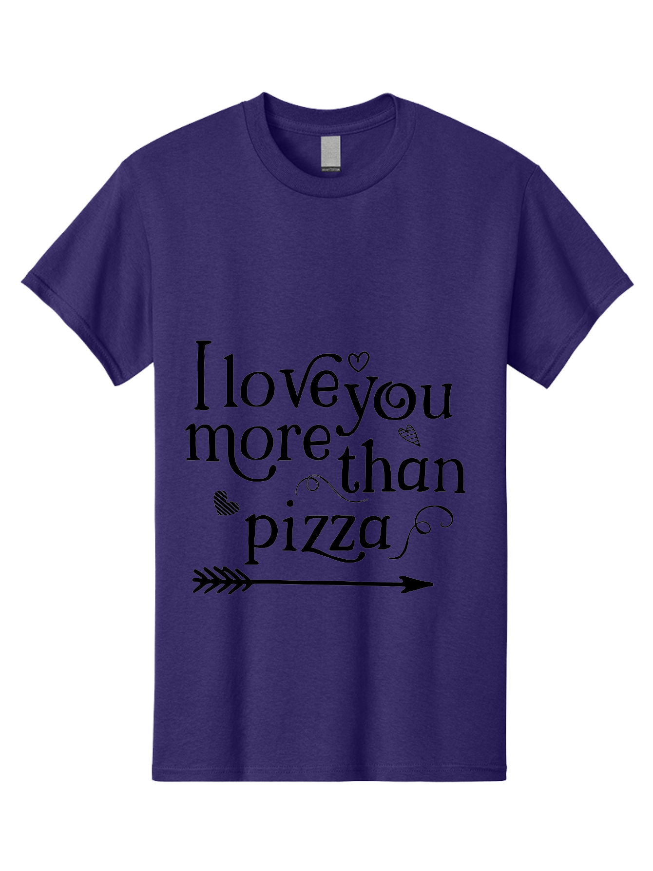 I-Love-You-More-Than-Pizza Men'S Graphic Tee, 100% Cotton, Comfortable Casual Summer Wear, Machine Washable, Love Quote, Pizza Love, Romantic Phrase, Heartwarming Saying, Valentine'S Day Message, Cute Typography, Arrow Design, Whimsical Hearts Aac857 15
