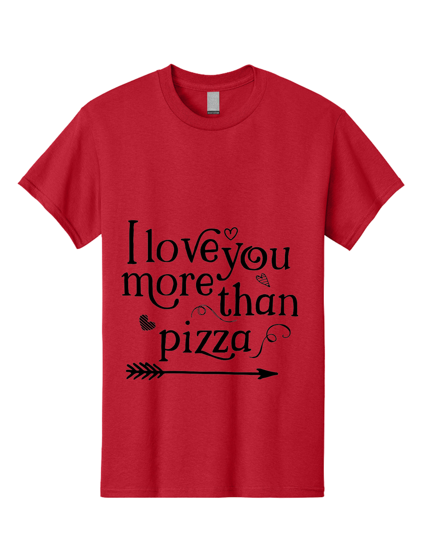 I-Love-You-More-Than-Pizza Men'S Graphic Tee, 100% Cotton, Comfortable Casual Summer Wear, Machine Washable, Love Quote, Pizza Love, Romantic Phrase, Heartwarming Saying, Valentine'S Day Message, Cute Typography, Arrow Design, Whimsical Hearts Aac857 7