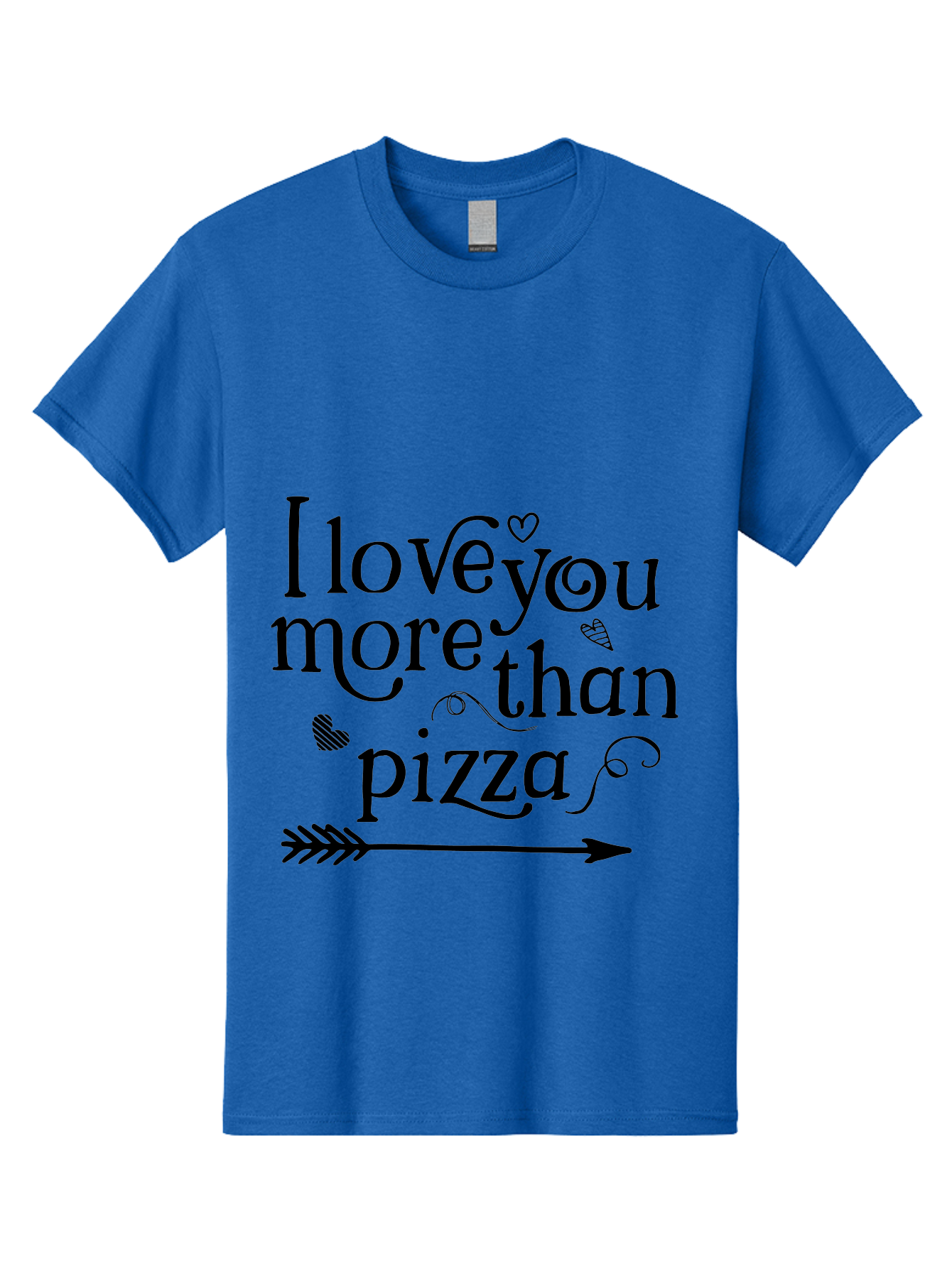 I-Love-You-More-Than-Pizza Men'S Graphic Tee, 100% Cotton, Comfortable Casual Summer Wear, Machine Washable, Love Quote, Pizza Love, Romantic Phrase, Heartwarming Saying, Valentine'S Day Message, Cute Typography, Arrow Design, Whimsical Hearts Aac857 13