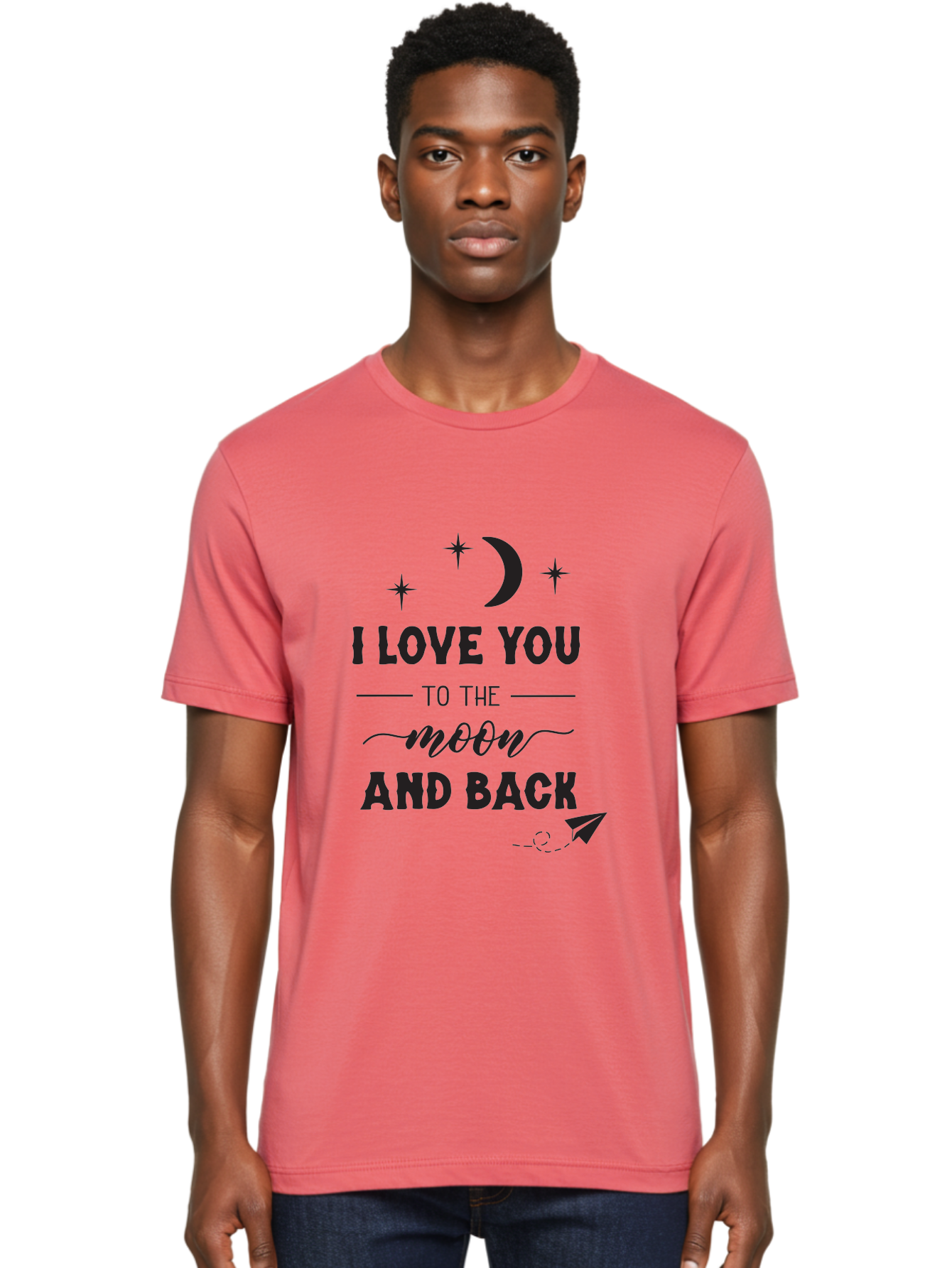 I-Love-You-To-The-Moon-And-Back Men'S Graphic Tee, 100% Cotton, Comfortable Casual Summer Wear, Machine Washable, Love Quote, Romantic Phrase, Moon And Stars, Celestial Theme, Sweet Sentiment, Heartfelt Expression, Loving Message, Aac858 10