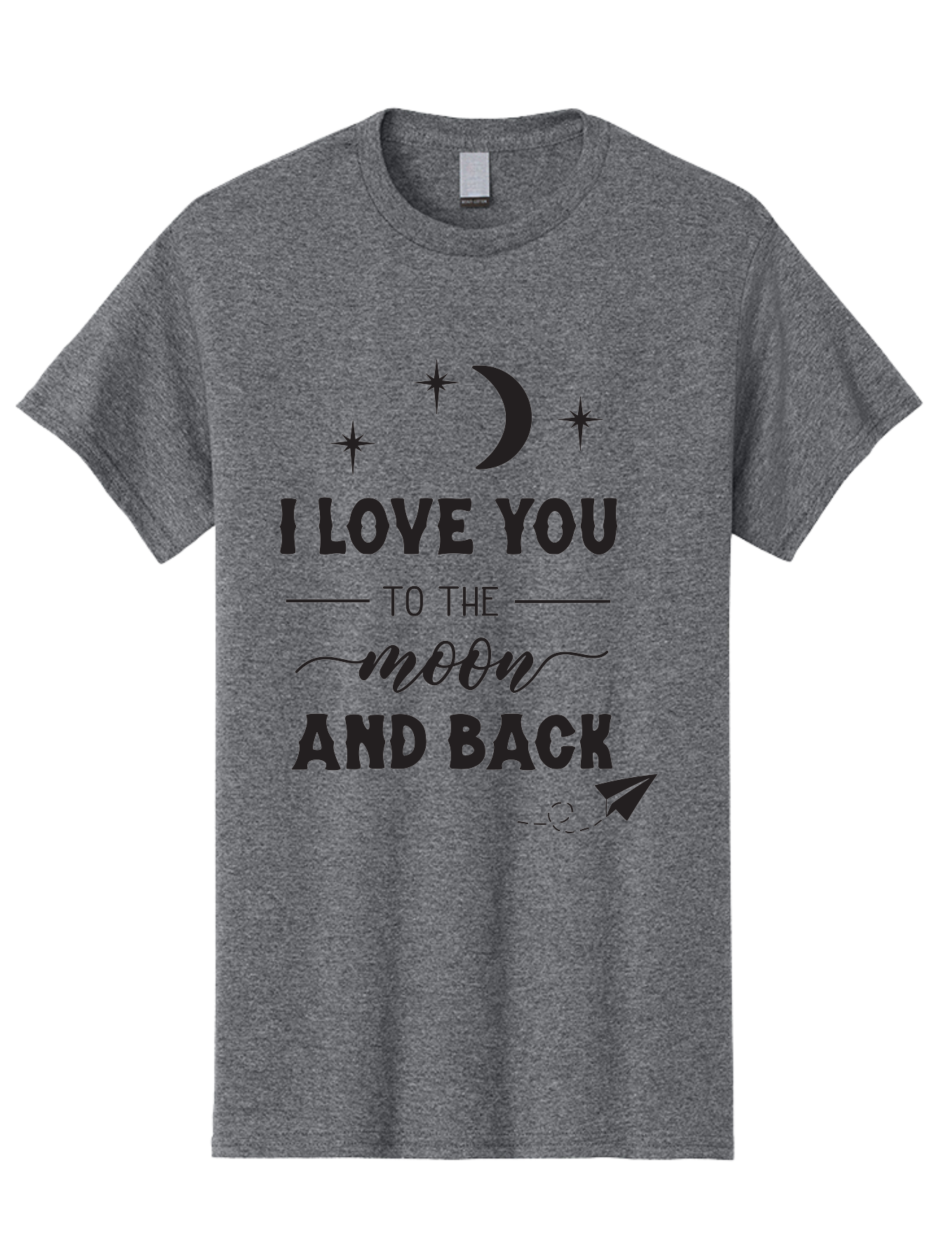 I-Love-You-To-The-Moon-And-Back Men'S Graphic Tee, 100% Cotton, Comfortable Casual Summer Wear, Machine Washable, Love Quote, Romantic Phrase, Moon And Stars, Celestial Theme, Sweet Sentiment, Heartfelt Expression, Loving Message, Aac858 3