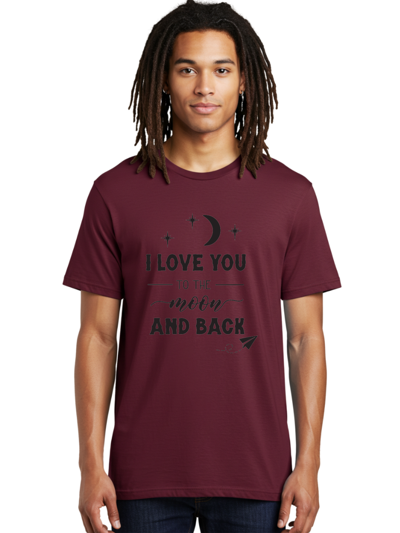 I-Love-You-To-The-Moon-And-Back Men'S Graphic Tee, 100% Cotton, Comfortable Casual Summer Wear, Machine Washable, Love Quote, Romantic Phrase, Moon And Stars, Celestial Theme, Sweet Sentiment, Heartfelt Expression, Loving Message, Aac858 16