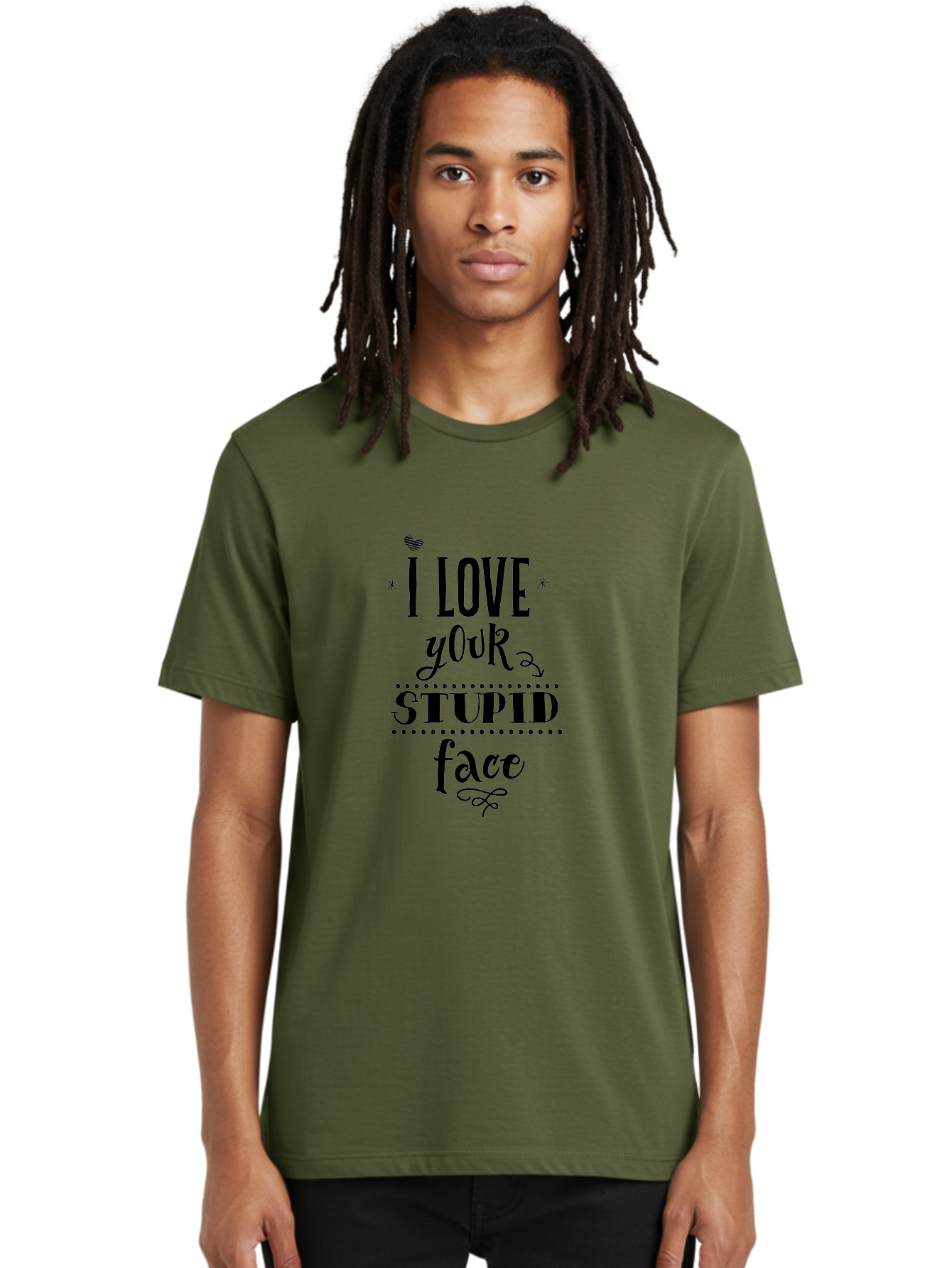I-Love-Your-Stupid-Face Men'S Graphic Tee, 100% Cotton, Comfortable Casual Summer Wear, Machine Washable, Love Quote, Funny Phrase, Quirky Gift, Playful Typography, Cute Design, Heart Symbol, Stylish Text Aac859 20