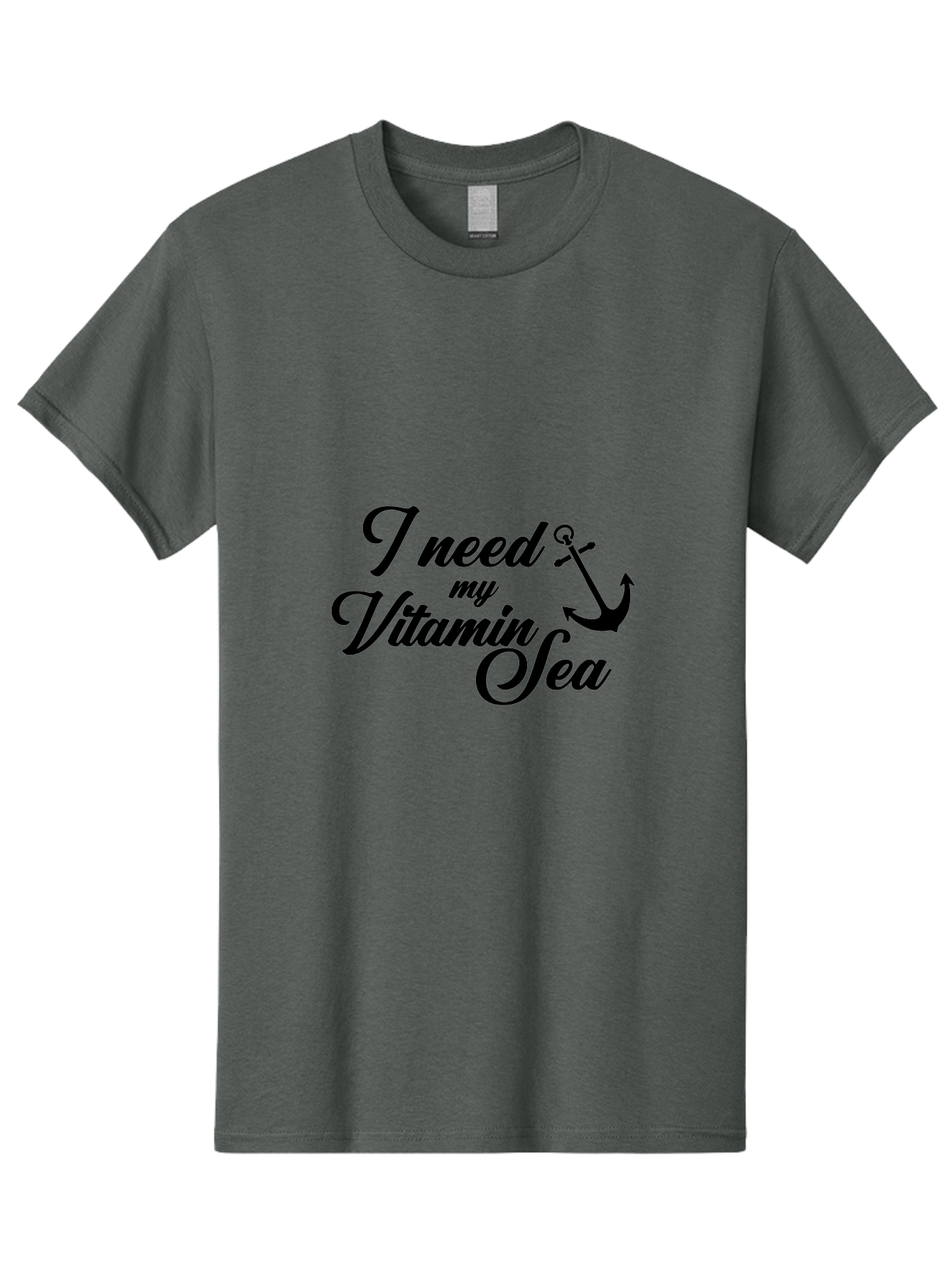 I-Need-My-Vitamin-Sea Men'S Graphic Tee, 100% Cotton, Comfortable Casual Summer Wear, Machine Washable, Nautical Quote, Ocean Inspiration, Coastal Vibes, Anchor Symbol, Sea Lover, Beach Life, Wellness Mantra, Calming Phrase, Cursive Text Aac871 17