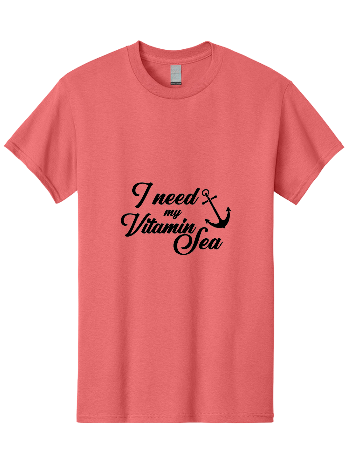 I-Need-My-Vitamin-Sea Men'S Graphic Tee, 100% Cotton, Comfortable Casual Summer Wear, Machine Washable, Nautical Quote, Ocean Inspiration, Coastal Vibes, Anchor Symbol, Sea Lover, Beach Life, Wellness Mantra, Calming Phrase, Cursive Text Aac871 11