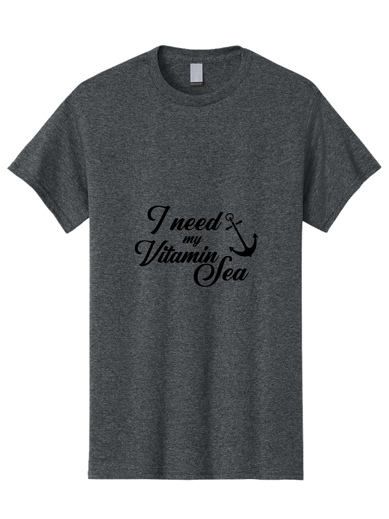 I-Need-My-Vitamin-Sea Men'S Graphic Tee, 100% Cotton, Comfortable Casual Summer Wear, Machine Washable, Nautical Quote, Ocean Inspiration, Coastal Vibes, Anchor Symbol, Sea Lover, Beach Life, Wellness Mantra, Calming Phrase, Cursive Text Aac871 25