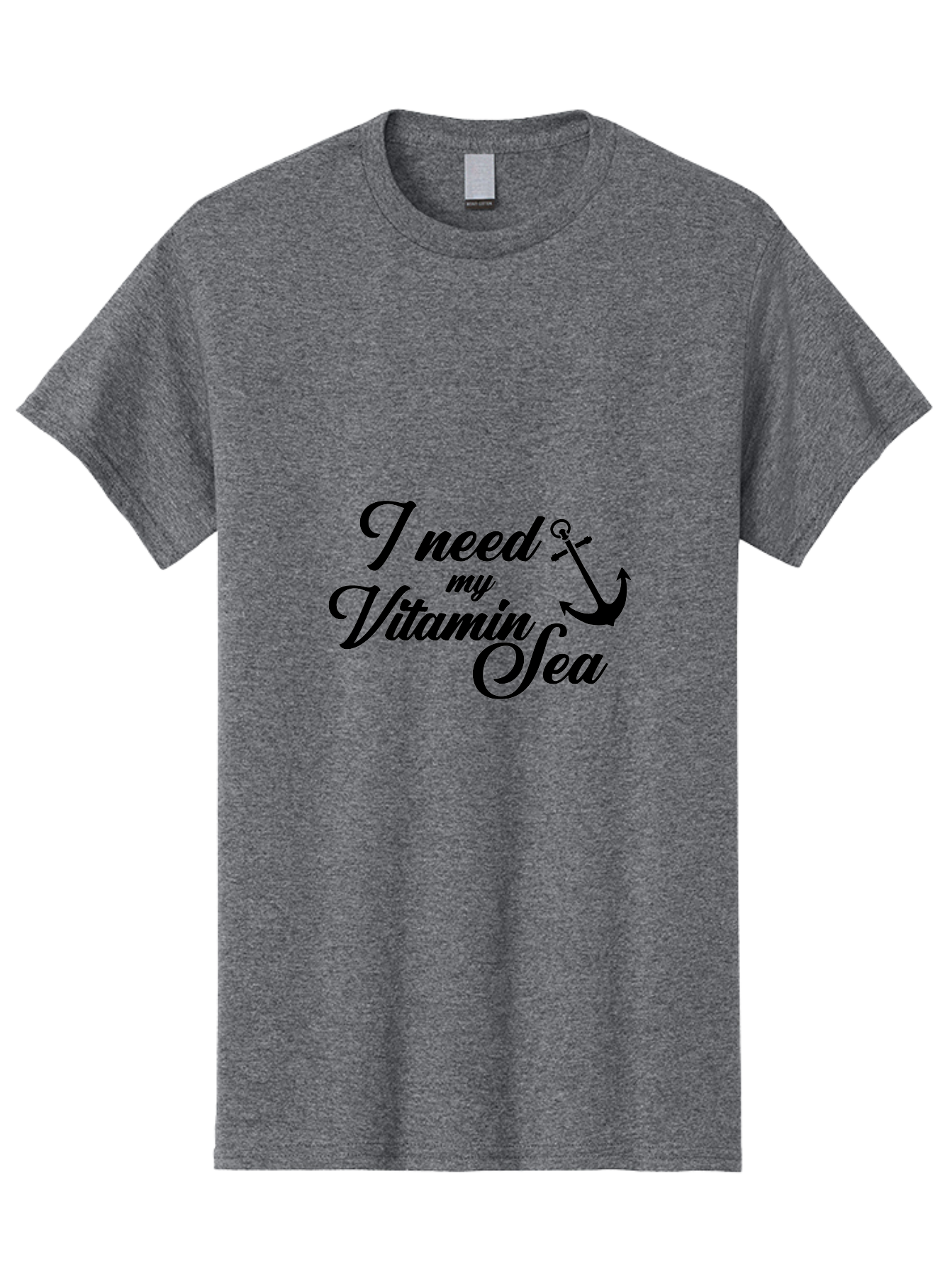 I-Need-My-Vitamin-Sea Men'S Graphic Tee, 100% Cotton, Comfortable Casual Summer Wear, Machine Washable, Nautical Quote, Ocean Inspiration, Coastal Vibes, Anchor Symbol, Sea Lover, Beach Life, Wellness Mantra, Calming Phrase, Cursive Text Aac871 15