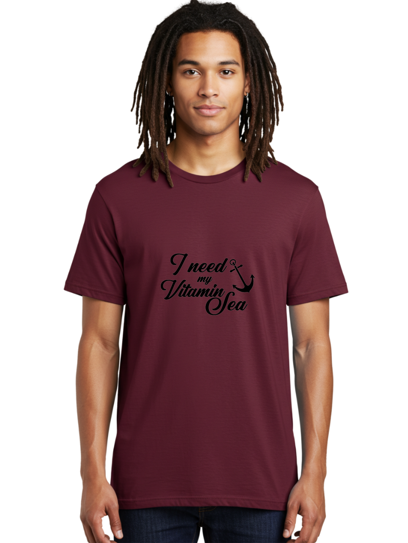 I-Need-My-Vitamin-Sea Men'S Graphic Tee, 100% Cotton, Comfortable Casual Summer Wear, Machine Washable, Nautical Quote, Ocean Inspiration, Coastal Vibes, Anchor Symbol, Sea Lover, Beach Life, Wellness Mantra, Calming Phrase, Cursive Text Aac871 20
