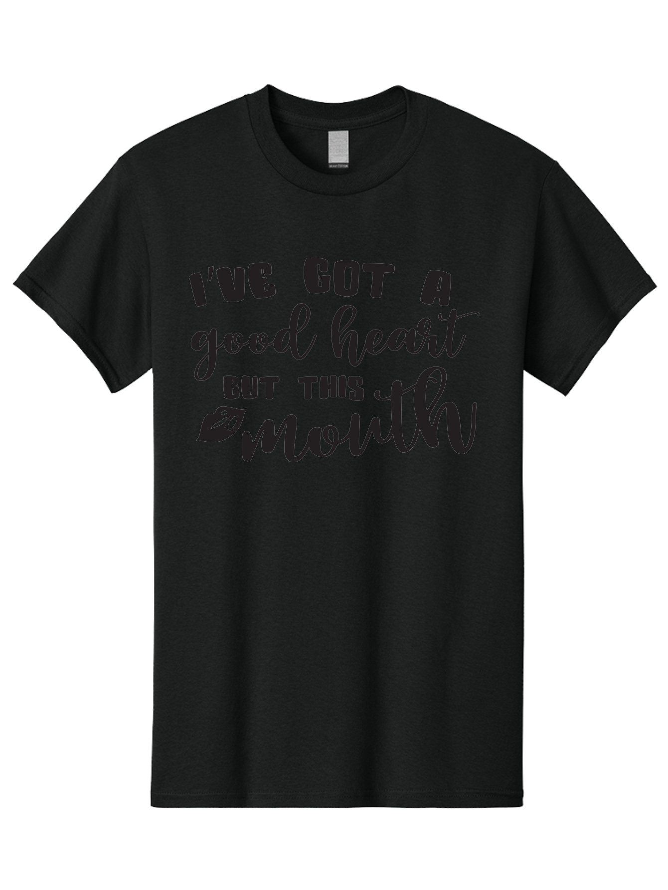 I-Ve-Got-A-Good-Heart-But-This-Mouth Men'S Graphic Tee, 100% Cotton, Comfortable Casual Summer Wear, Machine Washable, Sassy Quote, Good Heart, Lip Prints, Sassy Mouth, Funny Saying, Attitude Quote, Witty Phrase, Sarcastic Humor Aac880 29