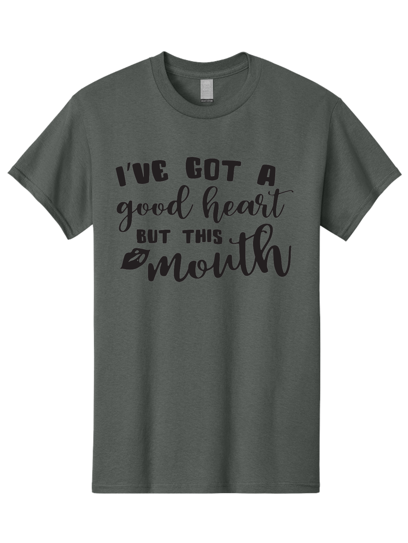 I-Ve-Got-A-Good-Heart-But-This-Mouth Men'S Graphic Tee, 100% Cotton, Comfortable Casual Summer Wear, Machine Washable, Sassy Quote, Good Heart, Lip Prints, Sassy Mouth, Funny Saying, Attitude Quote, Witty Phrase, Sarcastic Humor Aac880 5
