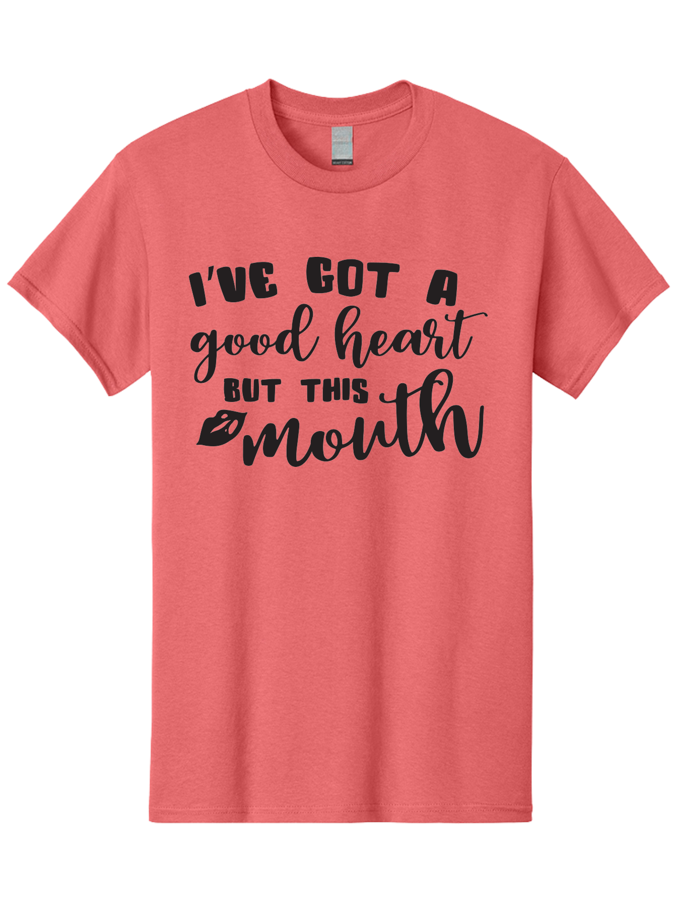 I-Ve-Got-A-Good-Heart-But-This-Mouth Men'S Graphic Tee, 100% Cotton, Comfortable Casual Summer Wear, Machine Washable, Sassy Quote, Good Heart, Lip Prints, Sassy Mouth, Funny Saying, Attitude Quote, Witty Phrase, Sarcastic Humor Aac880 7