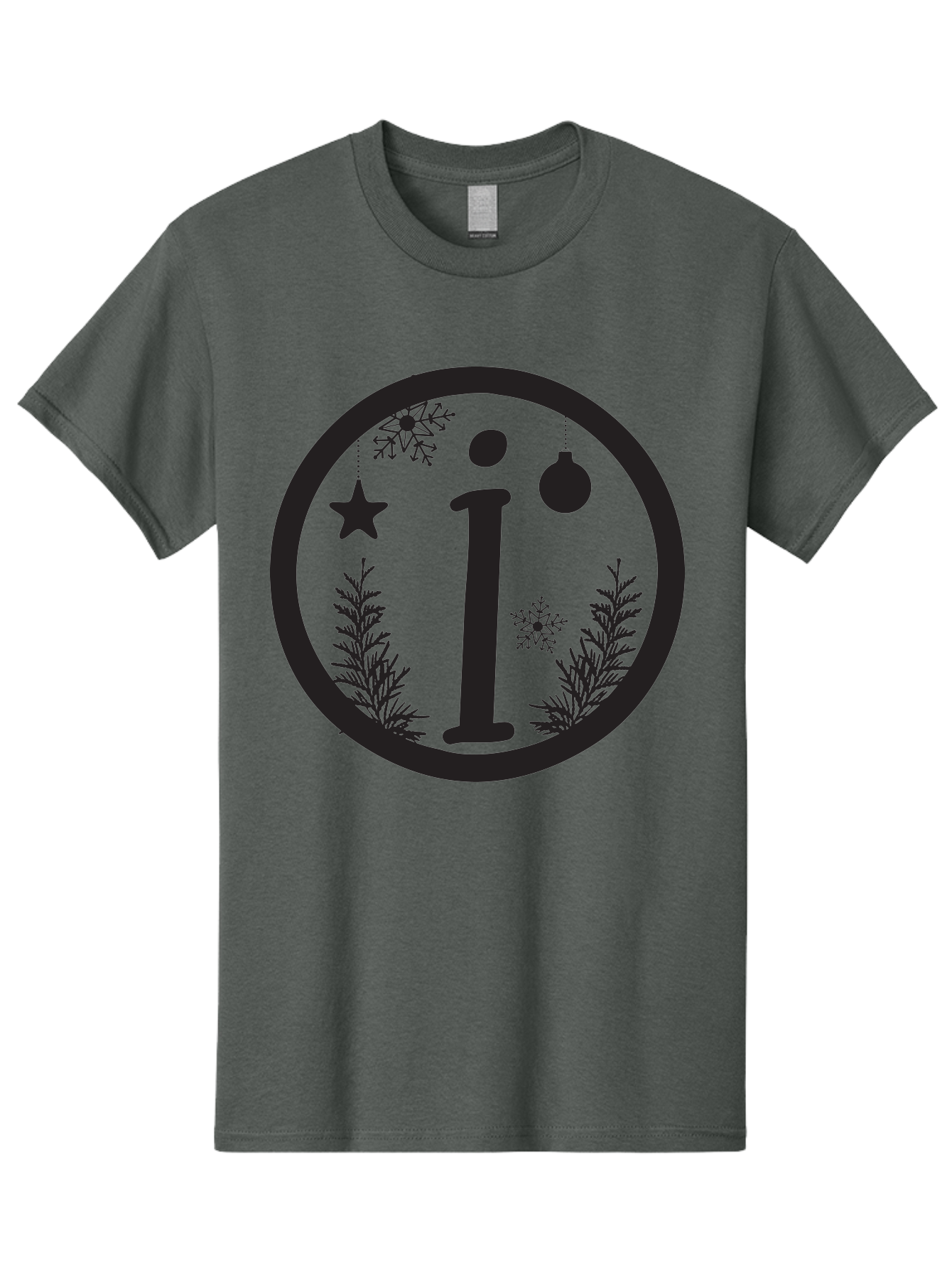I Men'S Graphic Tee, 100% Cotton, Comfortable Casual Summer Wear, Machine Washable, Lowercase I, Christmas Ornaments, Snowflakes, Festive Decorations, Holiday Theme, Winter Scene, Star Decoration, Sprigs Of Evergreen Aac889 21