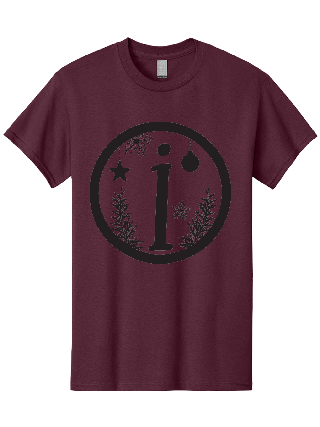 I Men'S Graphic Tee, 100% Cotton, Comfortable Casual Summer Wear, Machine Washable, Lowercase I, Christmas Ornaments, Snowflakes, Festive Decorations, Holiday Theme, Winter Scene, Star Decoration, Sprigs Of Evergreen Aac889 15
