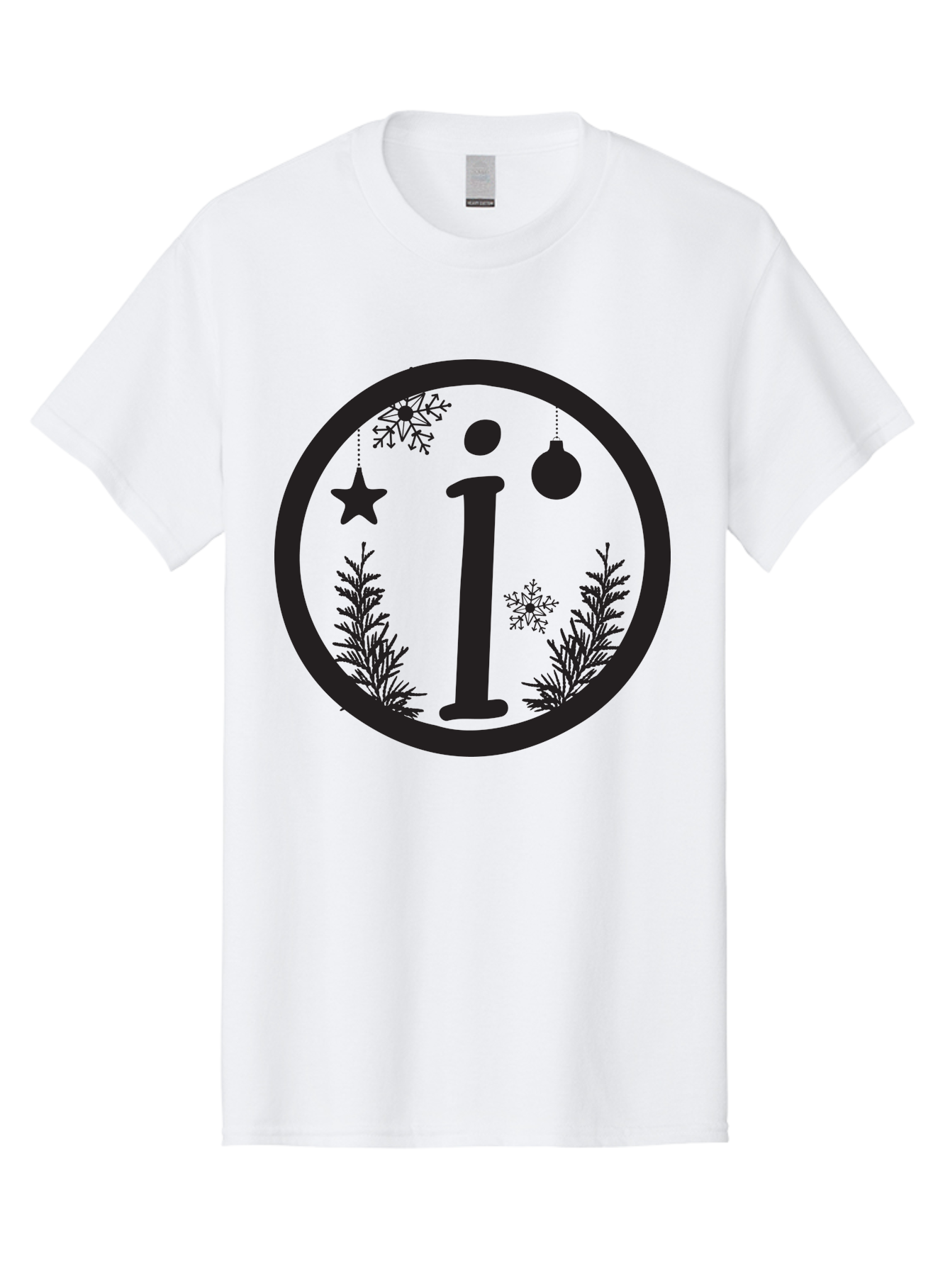 I Men'S Graphic Tee, 100% Cotton, Comfortable Casual Summer Wear, Machine Washable, Lowercase I, Christmas Ornaments, Snowflakes, Festive Decorations, Holiday Theme, Winter Scene, Star Decoration, Sprigs Of Evergreen Aac889 29