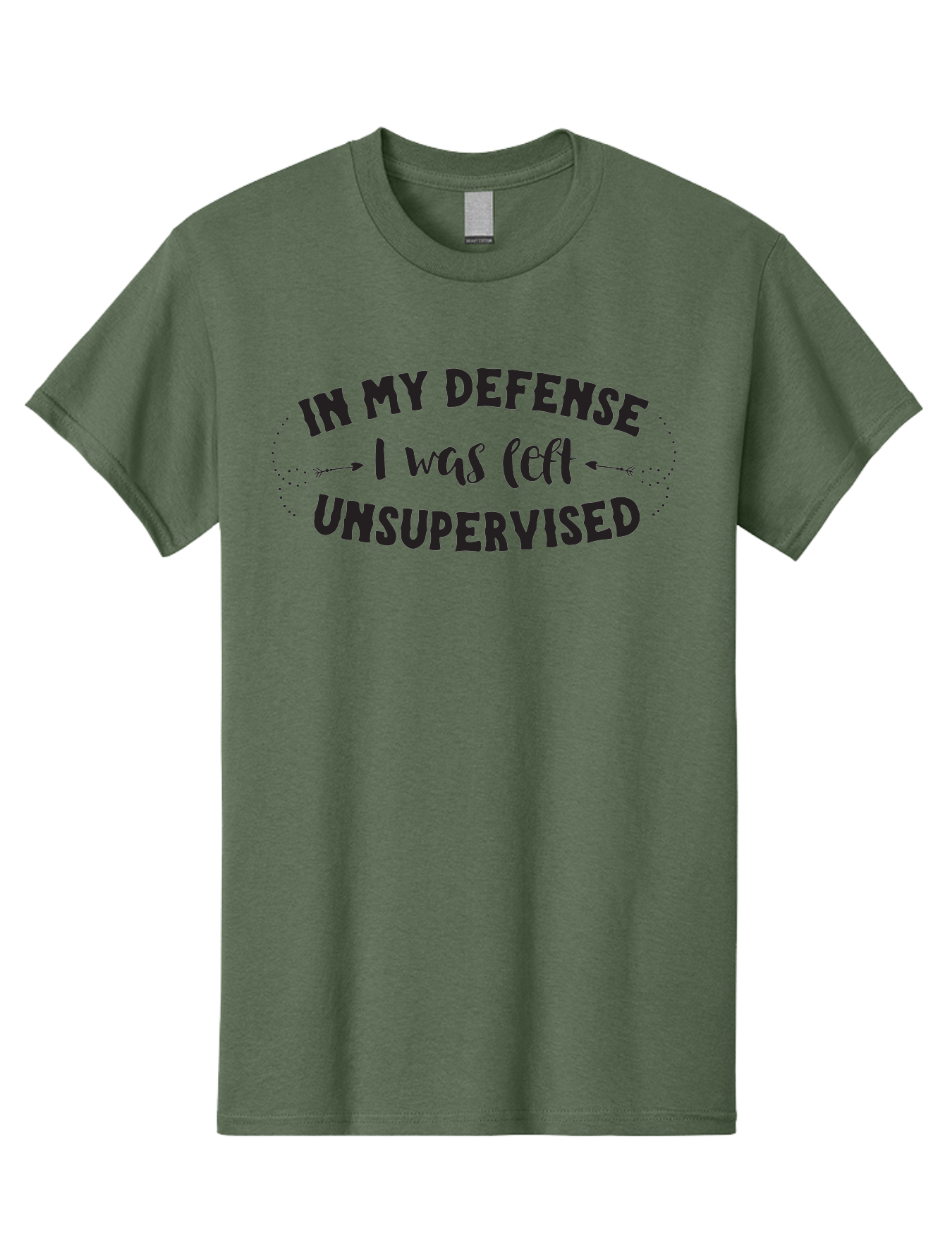 In-My-Defense-I-Was-Left-Unsupervised Men'S Graphic Tee, 100% Cotton, Comfortable Casual Summer Wear, Machine Washable, Humorous Quote, Funny Saying, Witty Phrase, Defense Mechanism, Unsupervised Childhood, Sassy Text, Playful Typography, Aac895 1
