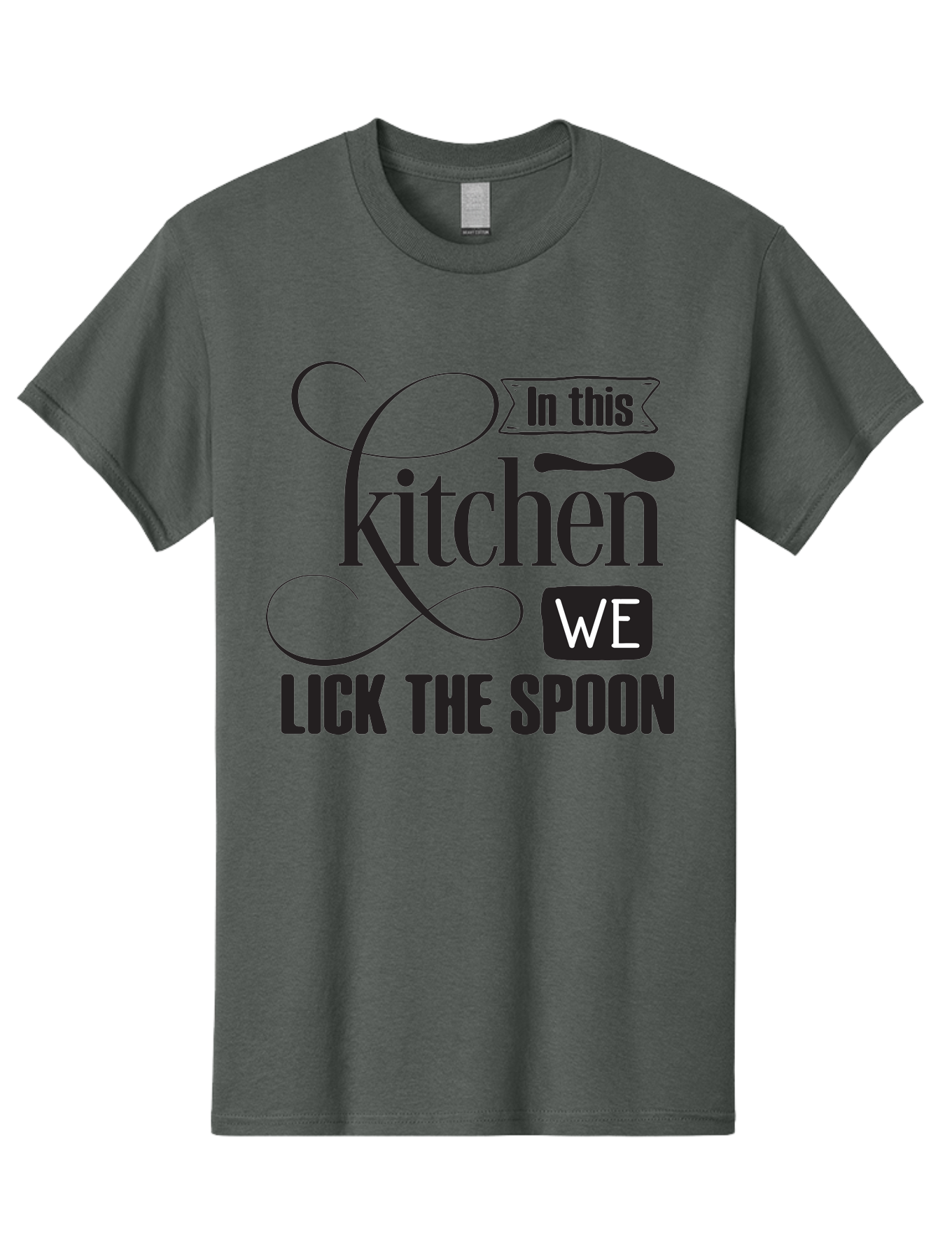 In-This-Kitchen-We-Lick-The-Spoon Men'S Graphic Tee, 100% Cotton, Comfortable Casual Summer Wear, Machine Washable, Kitchen Decor, Cooking Quotes, Culinary Inspiration, Cooking Humor, Kitchen Signs, Foodie Gifts, Lick The Spoon, Aac896 25