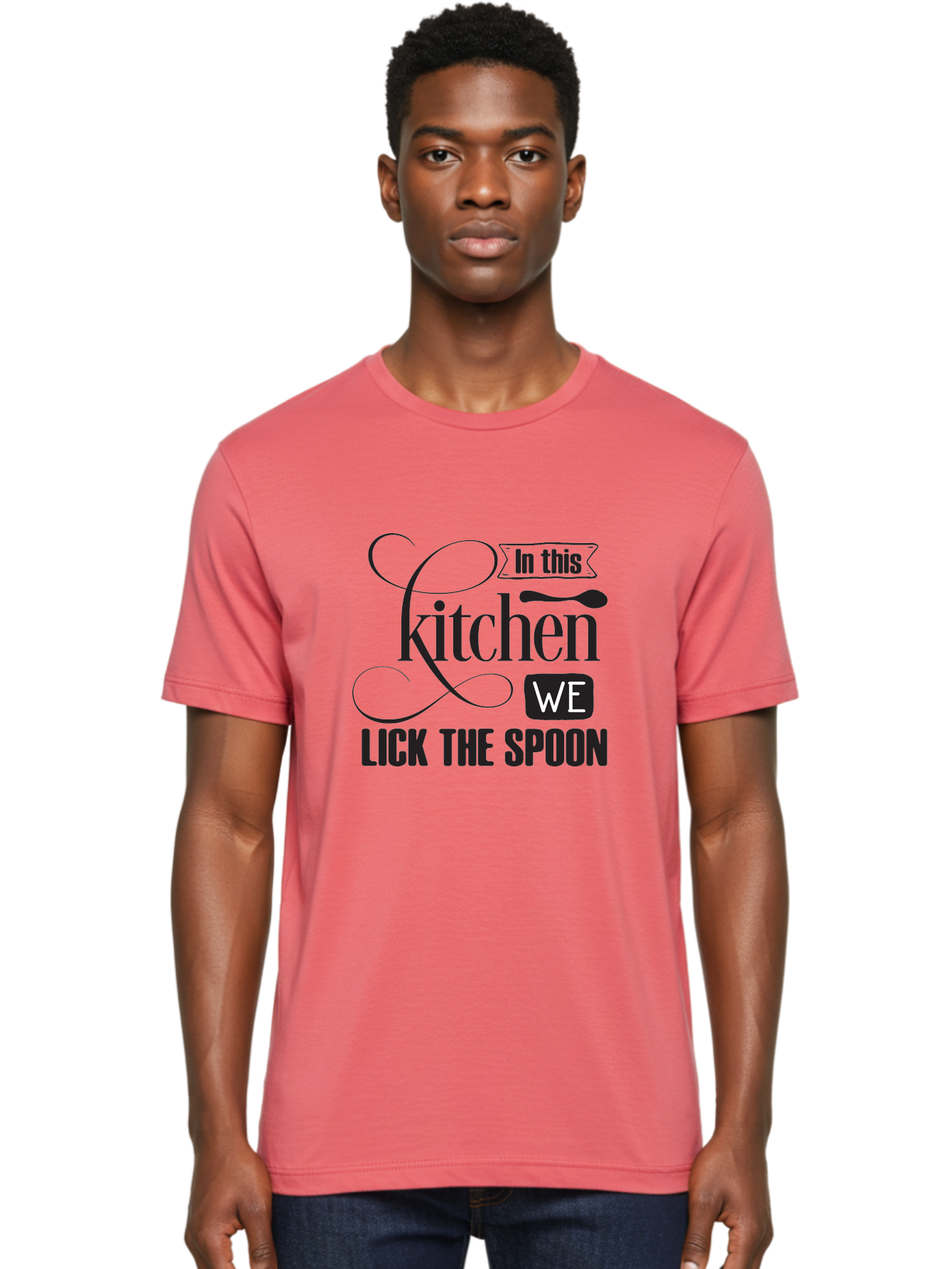 In-This-Kitchen-We-Lick-The-Spoon Men'S Graphic Tee, 100% Cotton, Comfortable Casual Summer Wear, Machine Washable, Kitchen Decor, Cooking Quotes, Culinary Inspiration, Cooking Humor, Kitchen Signs, Foodie Gifts, Lick The Spoon, Aac896 8