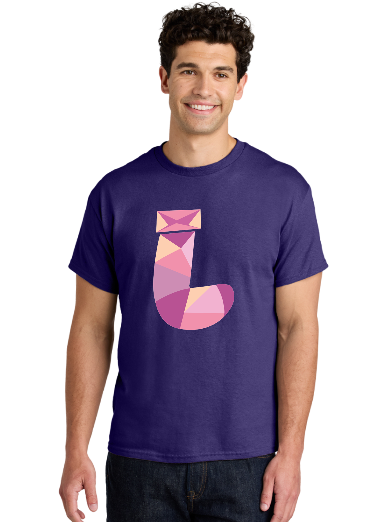 J-1 Men'S Graphic Tee, 100% Cotton, Comfortable Casual Summer Wear, Machine Washable, Geometric Shapes, Abstract Art, Letterform, Typography, Pastel Colors, Pink Hues, Purple Tones, Modern Design, Creative Expression, Artistic Style Aac904 18