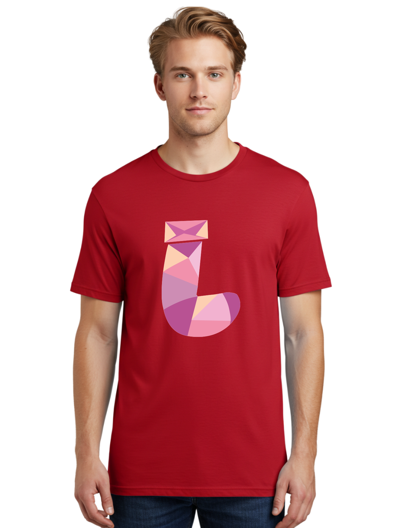 J-1 Men'S Graphic Tee, 100% Cotton, Comfortable Casual Summer Wear, Machine Washable, Geometric Shapes, Abstract Art, Letterform, Typography, Pastel Colors, Pink Hues, Purple Tones, Modern Design, Creative Expression, Artistic Style Aac904 26
