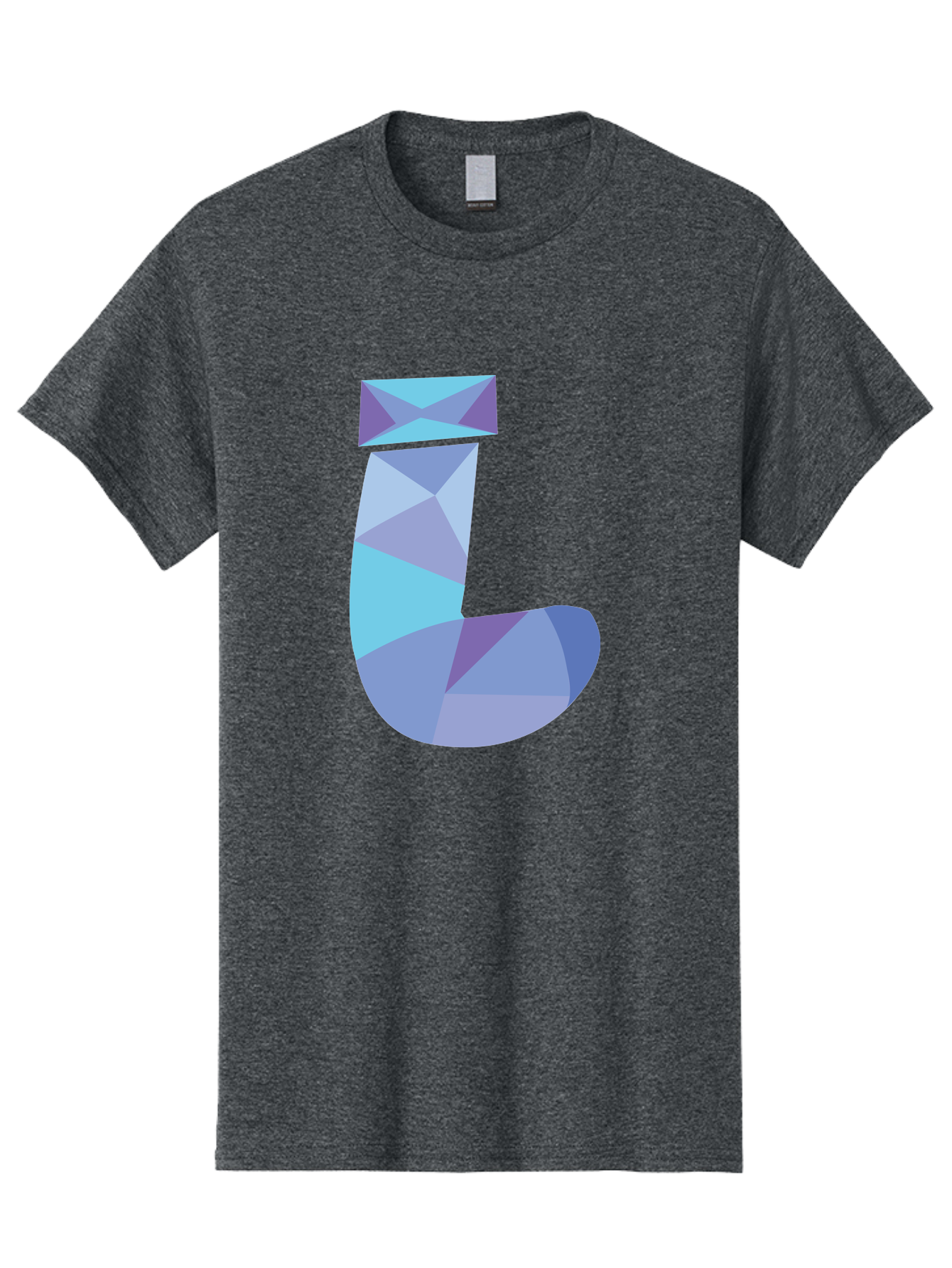 J-2 Men'S Graphic Tee, 100% Cotton, Comfortable Casual Summer Wear, Machine Washable, Geometric Letter J, Abstract Art, Low Poly Design, Blue And Purple Hues, Modern Typography, Stylized Alphabet, Digital Graphic Aac905 17