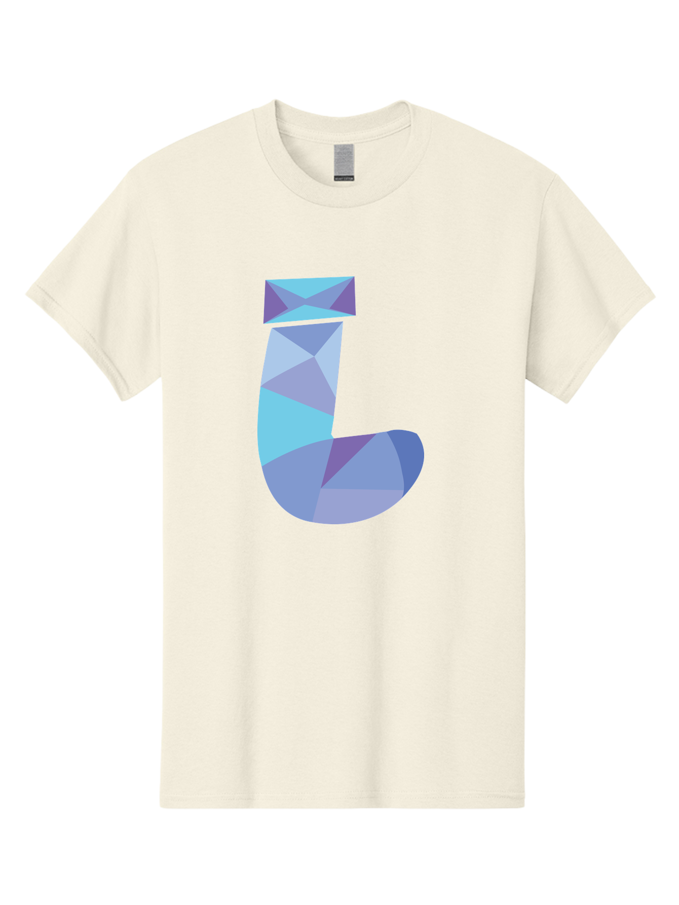 J-2 Men'S Graphic Tee, 100% Cotton, Comfortable Casual Summer Wear, Machine Washable, Geometric Letter J, Abstract Art, Low Poly Design, Blue And Purple Hues, Modern Typography, Stylized Alphabet, Digital Graphic Aac905 13
