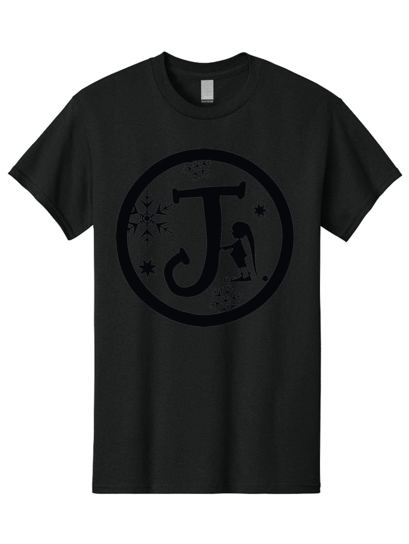 J Men'S Graphic Tee, 100% Cotton, Comfortable Casual Summer Wear, Machine Washable, Girl Playing Hockey, Winter Sports, Ice Hockey, Silhouette Design, Snowflakes, Stars, Letter J, Frosty Atmosphere, Womens Hockey, Youth Hockey Aac906 15