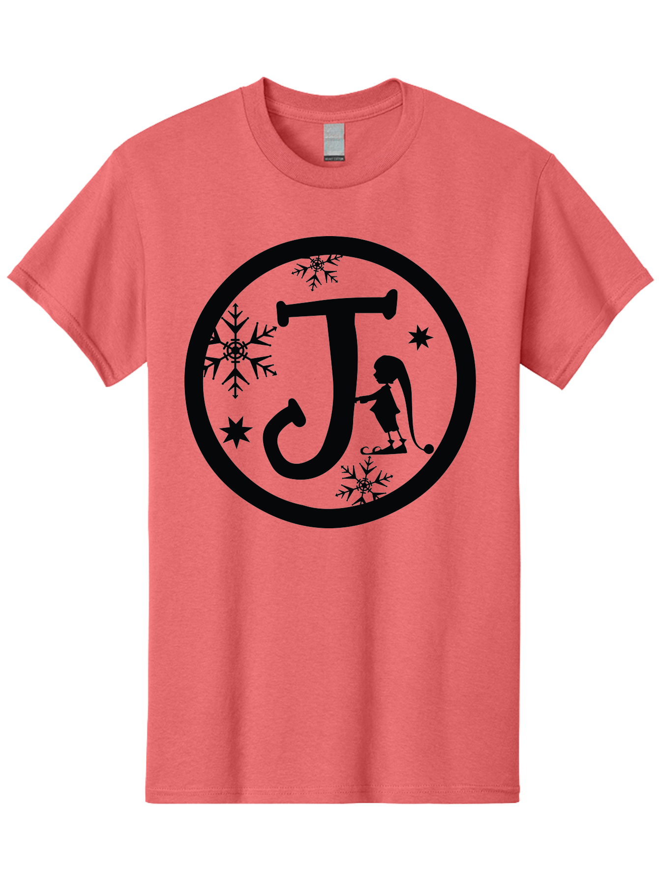 J Men'S Graphic Tee, 100% Cotton, Comfortable Casual Summer Wear, Machine Washable, Girl Playing Hockey, Winter Sports, Ice Hockey, Silhouette Design, Snowflakes, Stars, Letter J, Frosty Atmosphere, Womens Hockey, Youth Hockey Aac906 9