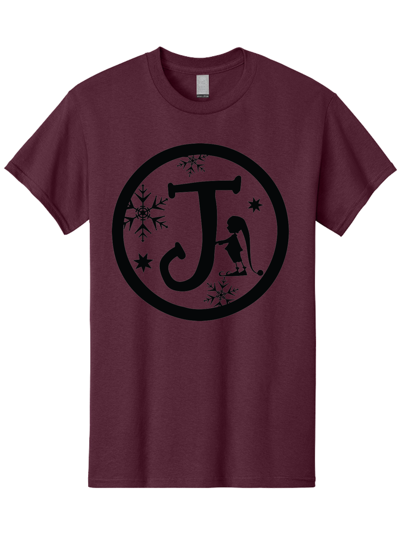 J Men'S Graphic Tee, 100% Cotton, Comfortable Casual Summer Wear, Machine Washable, Girl Playing Hockey, Winter Sports, Ice Hockey, Silhouette Design, Snowflakes, Stars, Letter J, Frosty Atmosphere, Womens Hockey, Youth Hockey Aac906 13