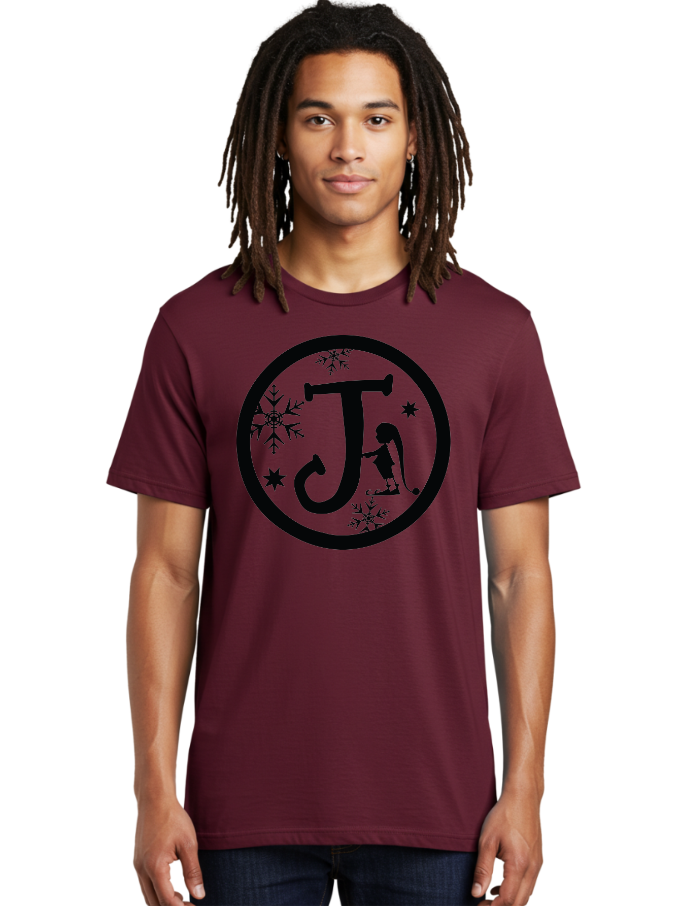 J Men'S Graphic Tee, 100% Cotton, Comfortable Casual Summer Wear, Machine Washable, Girl Playing Hockey, Winter Sports, Ice Hockey, Silhouette Design, Snowflakes, Stars, Letter J, Frosty Atmosphere, Womens Hockey, Youth Hockey Aac906 14