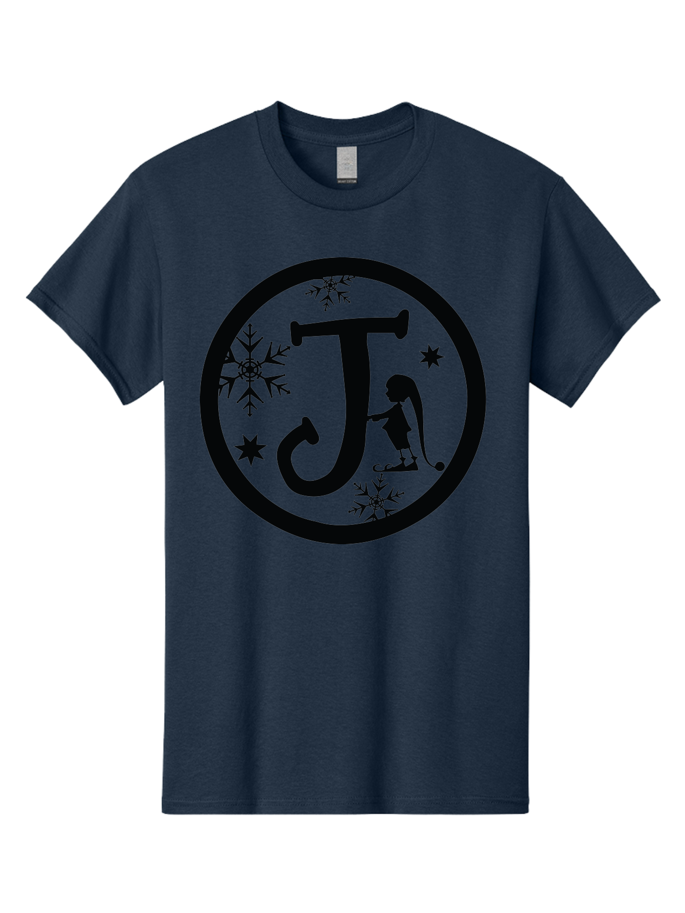 J Men'S Graphic Tee, 100% Cotton, Comfortable Casual Summer Wear, Machine Washable, Girl Playing Hockey, Winter Sports, Ice Hockey, Silhouette Design, Snowflakes, Stars, Letter J, Frosty Atmosphere, Womens Hockey, Youth Hockey Aac906 27