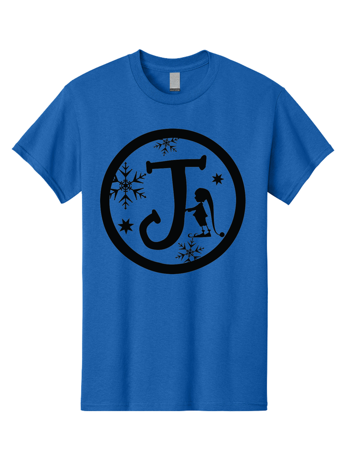 J Men'S Graphic Tee, 100% Cotton, Comfortable Casual Summer Wear, Machine Washable, Girl Playing Hockey, Winter Sports, Ice Hockey, Silhouette Design, Snowflakes, Stars, Letter J, Frosty Atmosphere, Womens Hockey, Youth Hockey Aac906 11