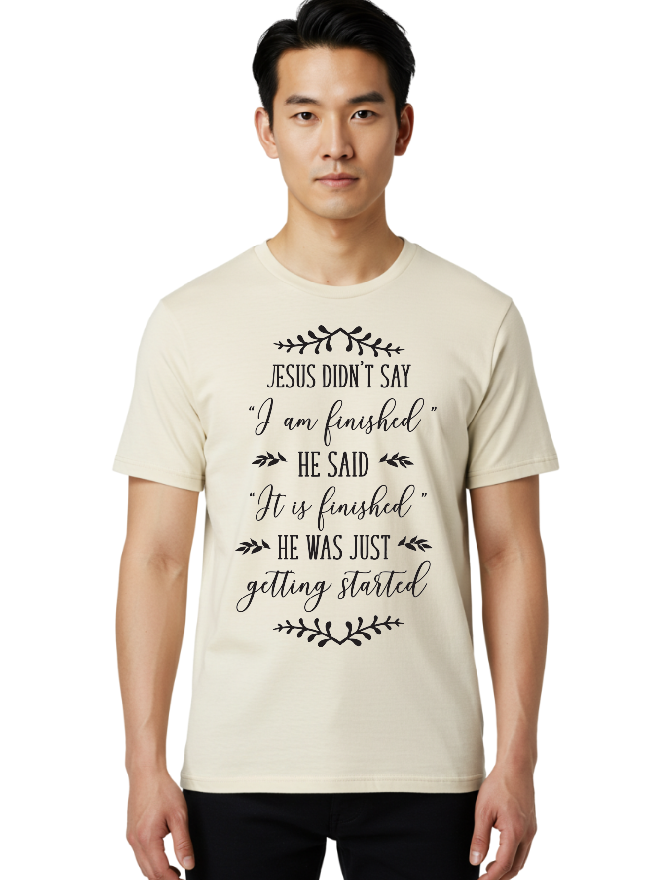 Jesus-Didn-T-Say Men'S Graphic Tee, 100% Cotton, Comfortable Casual Summer Wear, Machine Washable, Jesus Quote, Inspirational Quote, Christian Quote, Faith Motivation, Biblical Scripture, Spiritual Growth, Black Text On Green Background, Aac908 24