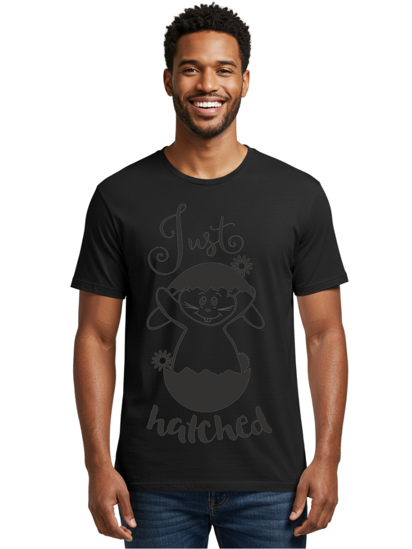 Just-Hatched Men'S Graphic Tee, 100% Cotton, Comfortable Casual Summer Wear, Machine Washable, Cute Cartoon Character, Hatching From Egg, Playful Design, Easter Theme, Funny Illustration, Whimsical Art, Baby Chick, Adorable Graphic Aac915 6