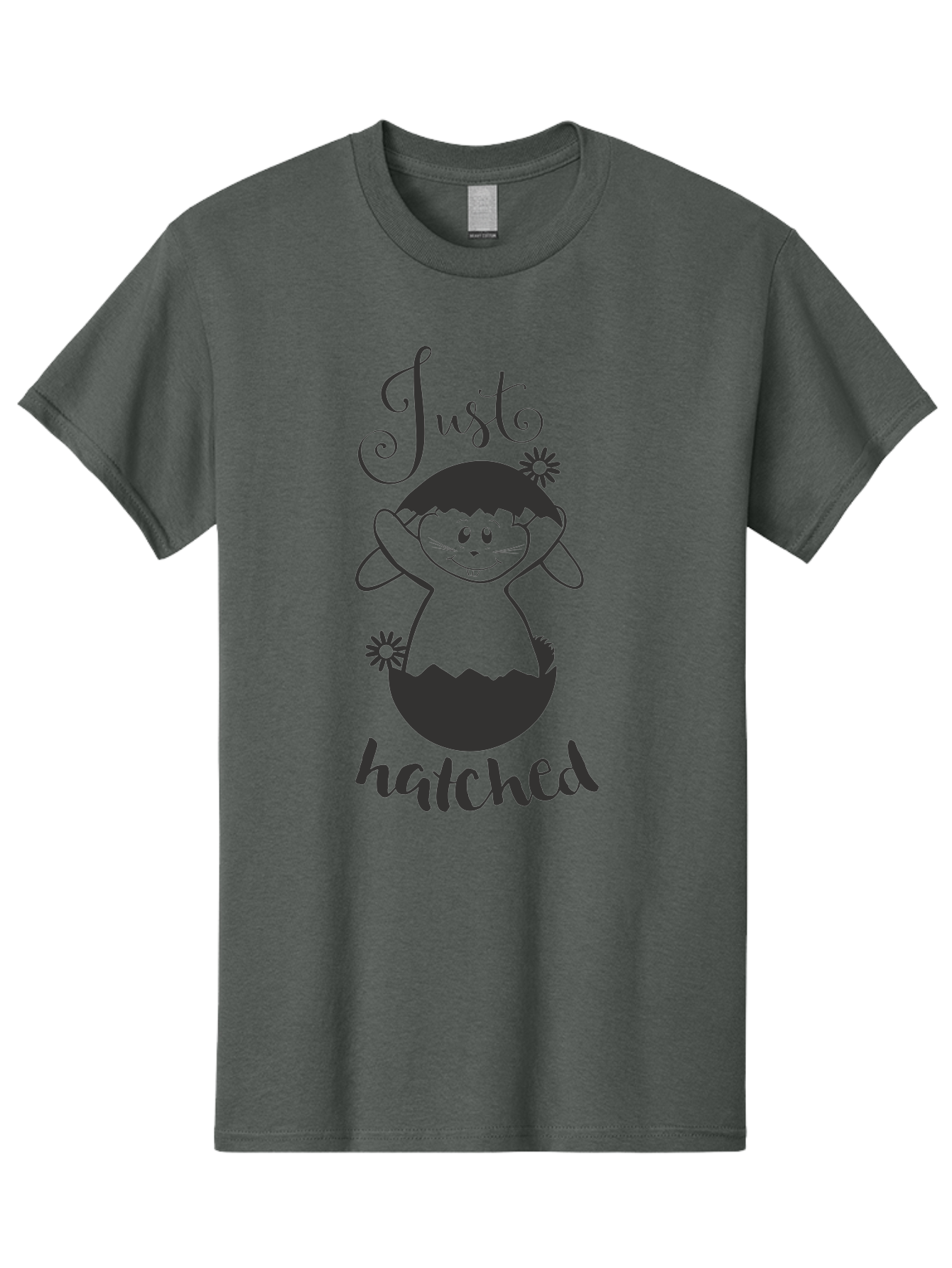 Just-Hatched Men'S Graphic Tee, 100% Cotton, Comfortable Casual Summer Wear, Machine Washable, Cute Cartoon Character, Hatching From Egg, Playful Design, Easter Theme, Funny Illustration, Whimsical Art, Baby Chick, Adorable Graphic Aac915 25