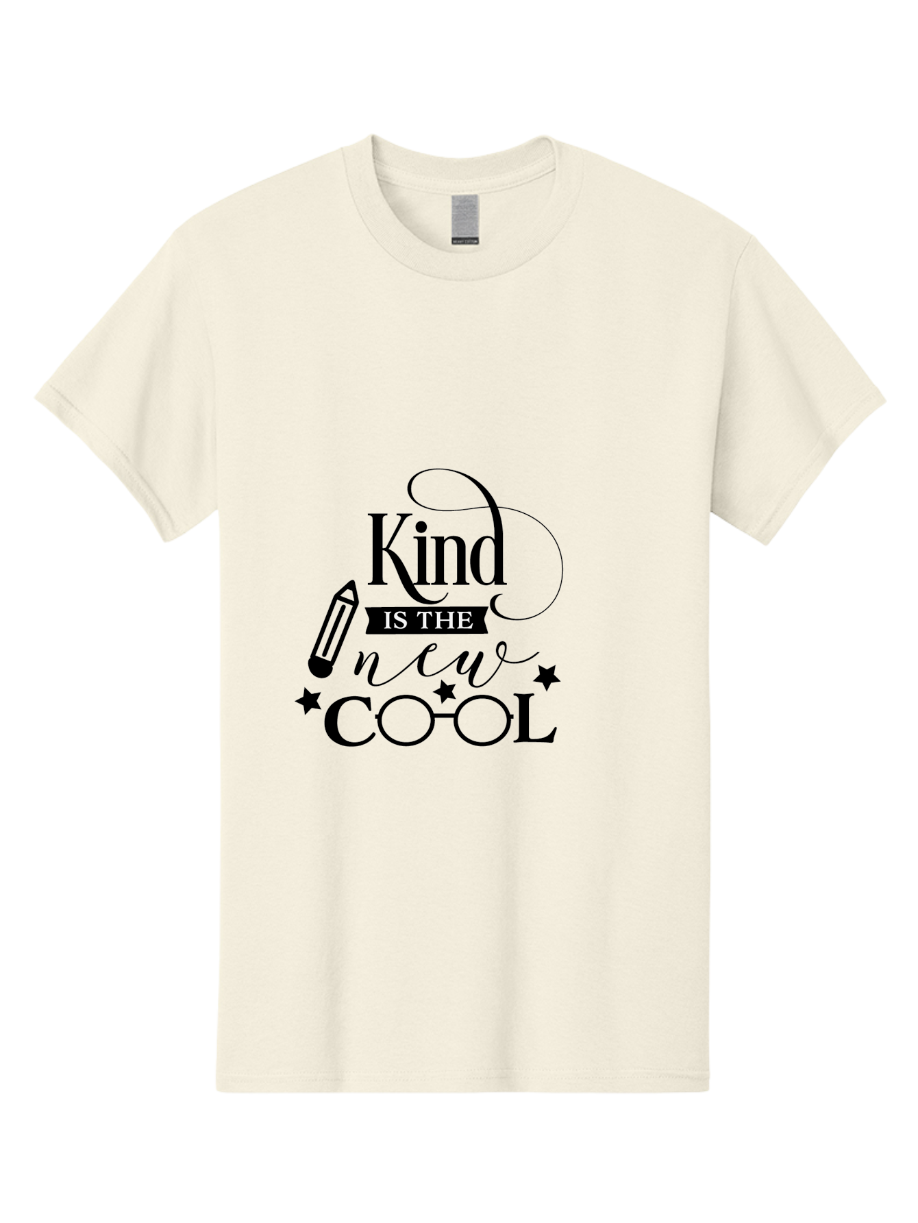 Kind-Is-The-New-Cool Men'S Graphic Tee, 100% Cotton, Comfortable Casual Summer Wear, Machine Washable, Kindness Matters, Inspirational Quote, Positivity, Motivation, Cool Vibes, Pencil Icon, Stars, Trendy Design Elements, Motivational Phrases Aac919 17