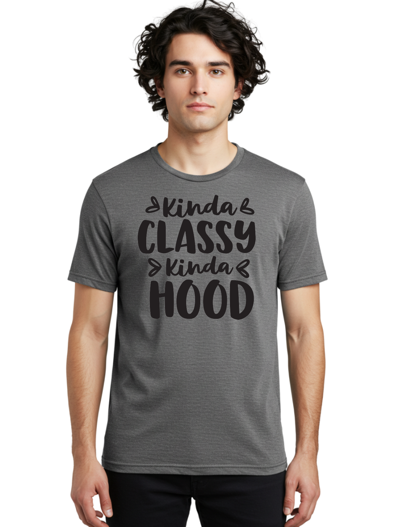 Kinda-Classy-Kinda-Hood Men'S Graphic Tee, 100% Cotton, Comfortable Casual Summer Wear, Machine Washable, Classy And Hood, Contrast, Stylish, Quote, Urban, Elegance, Quirky, Fashion Statement, Sassy, Attitude, Humor, Playful Typography Aac921 6