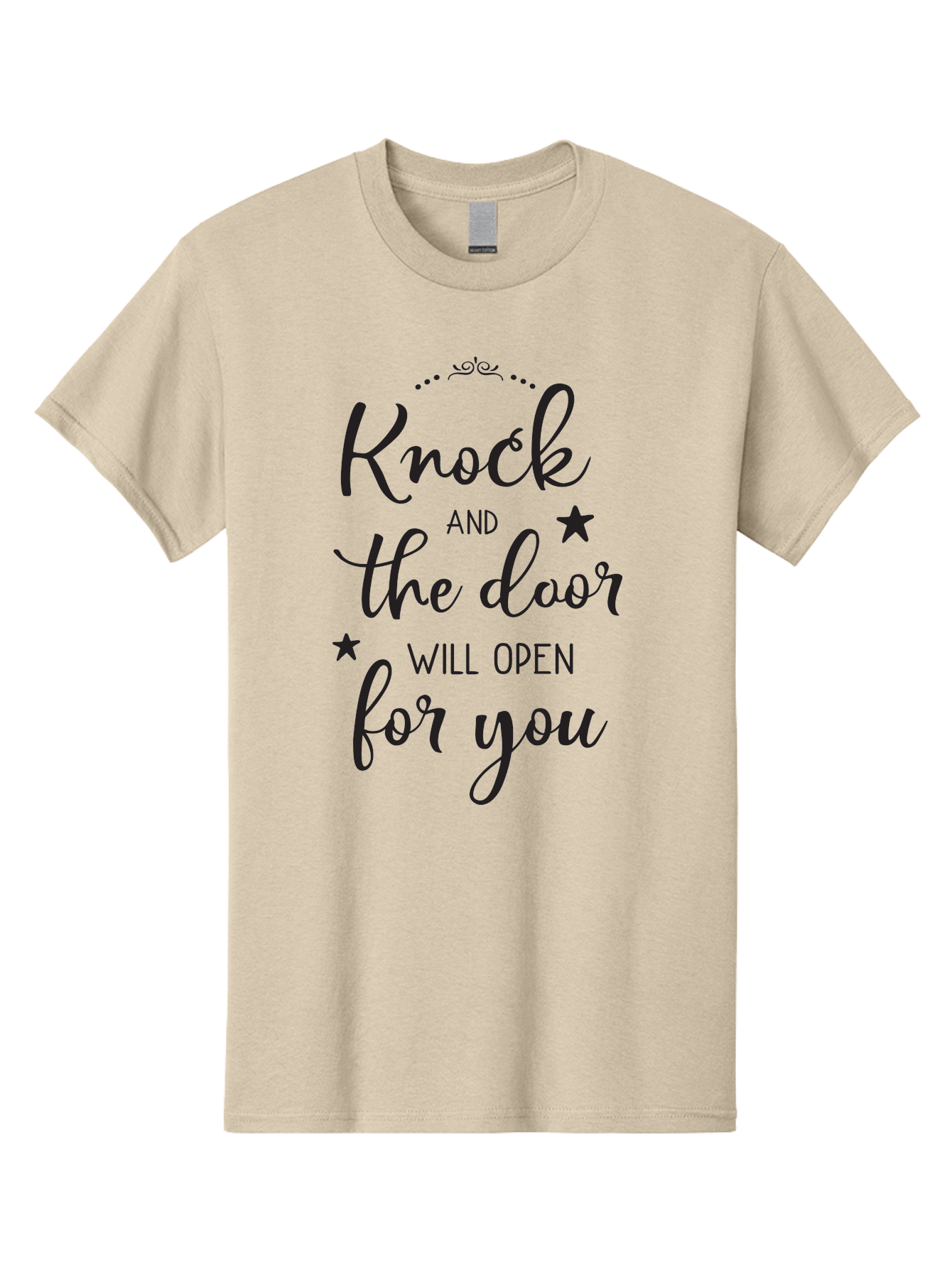 Knock-And-The-Door-Will-Open-For-You Men'S Graphic Tee, 100% Cotton, Comfortable Casual Summer Wear, Machine Washable, Motivational Quote, Inspiring Words, Positive Affirmation, Knock And The Door Will Open, Opportunity Knocks, Success Mantra, Aac922 9