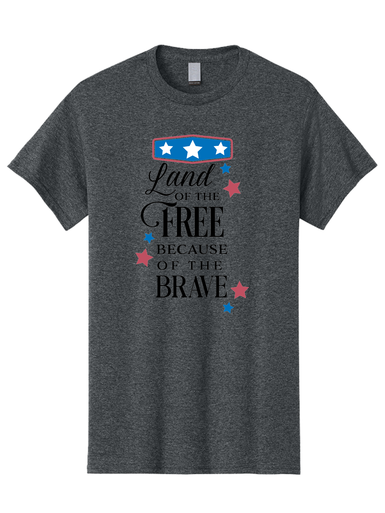 Land-Of-Free-Because-Of-Brave Men'S Graphic Tee, 100% Cotton, Comfortable Casual Summer Wear, Machine Washable, Patriotic Quote, Inspirational Phrase, Red White And Blue Theme, Freedom And Bravery, Stars And Stripes, Usa Pride, Aac924 5