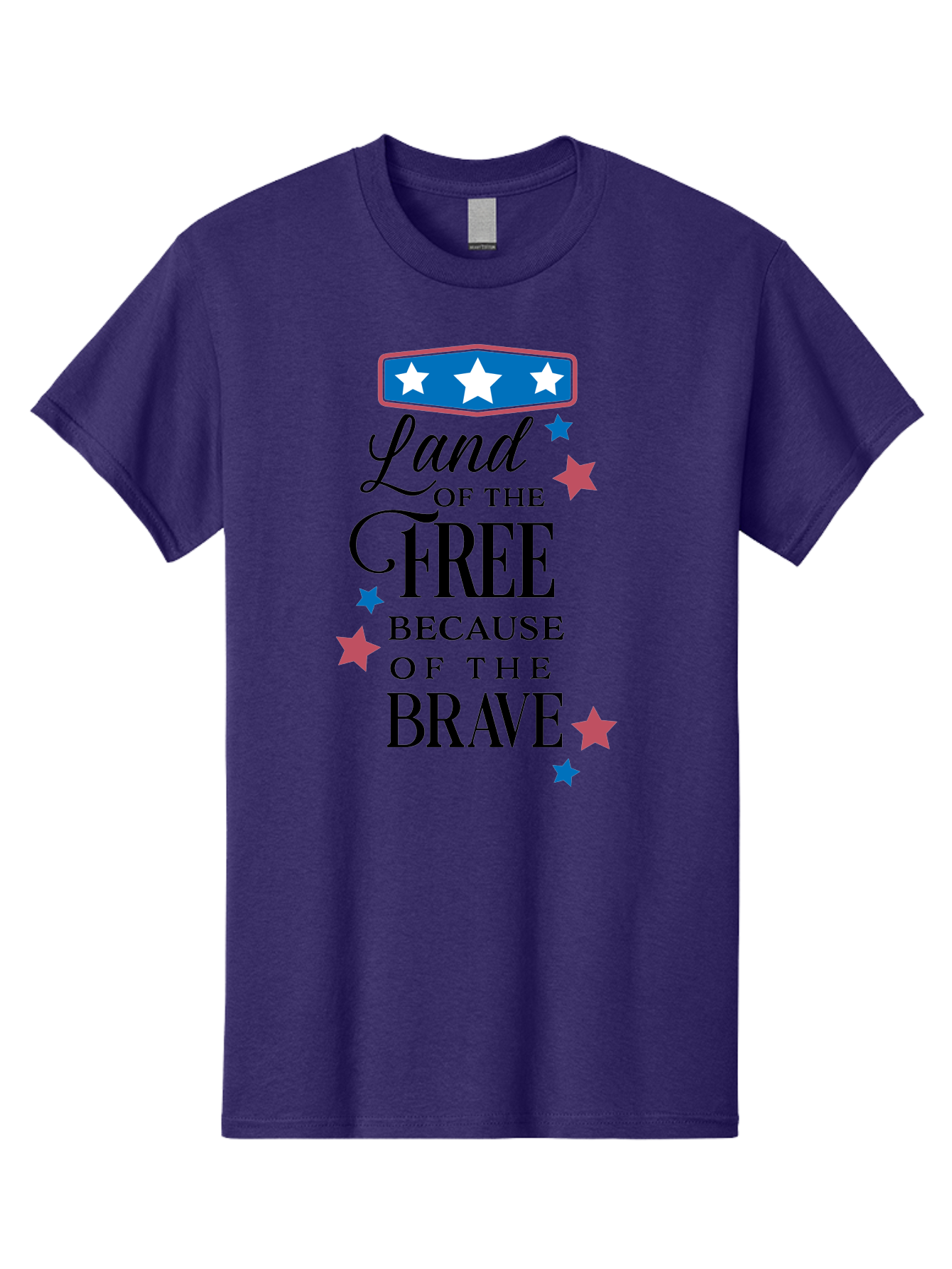 Land-Of-Free-Because-Of-Brave Men'S Graphic Tee, 100% Cotton, Comfortable Casual Summer Wear, Machine Washable, Patriotic Quote, Inspirational Phrase, Red White And Blue Theme, Freedom And Bravery, Stars And Stripes, Usa Pride, Aac924 15