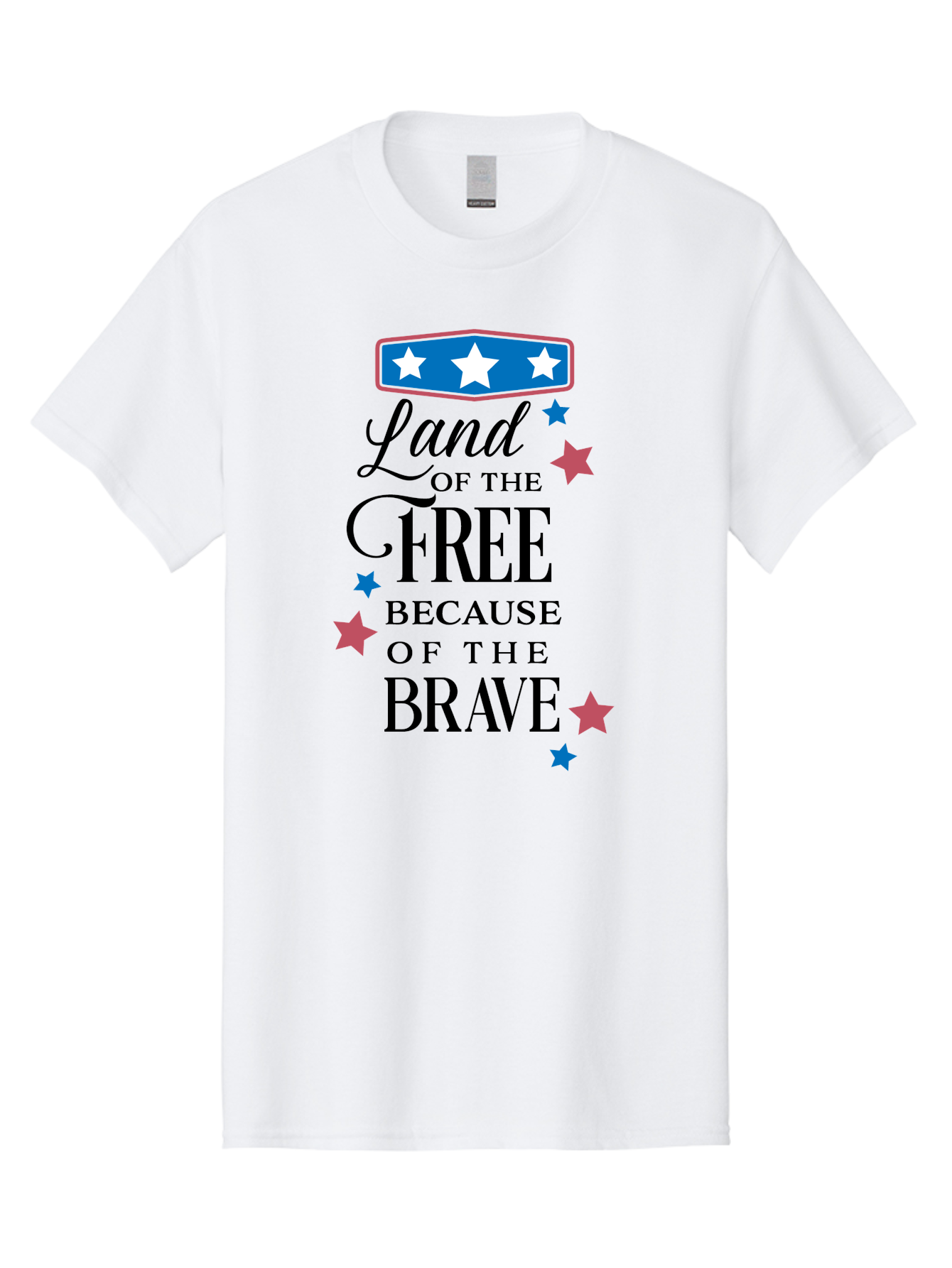 Land-Of-Free-Because-Of-Brave Men'S Graphic Tee, 100% Cotton, Comfortable Casual Summer Wear, Machine Washable, Patriotic Quote, Inspirational Phrase, Red White And Blue Theme, Freedom And Bravery, Stars And Stripes, Usa Pride, Aac924 3