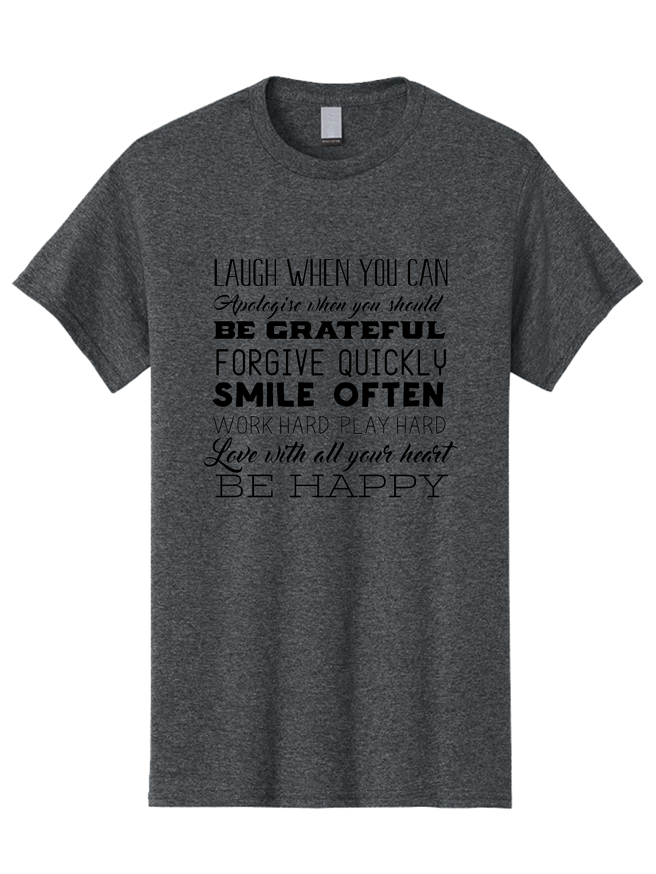 Laugh-When-You-Can Men'S Graphic Tee, 100% Cotton, Comfortable Casual Summer Wear, Machine Washable, Inspirational Quotes, Motivational Messages, Positive Affirmations, Happiness, Gratitude, Forgiveness, Smiling, Hard Work, Love Aac926 5