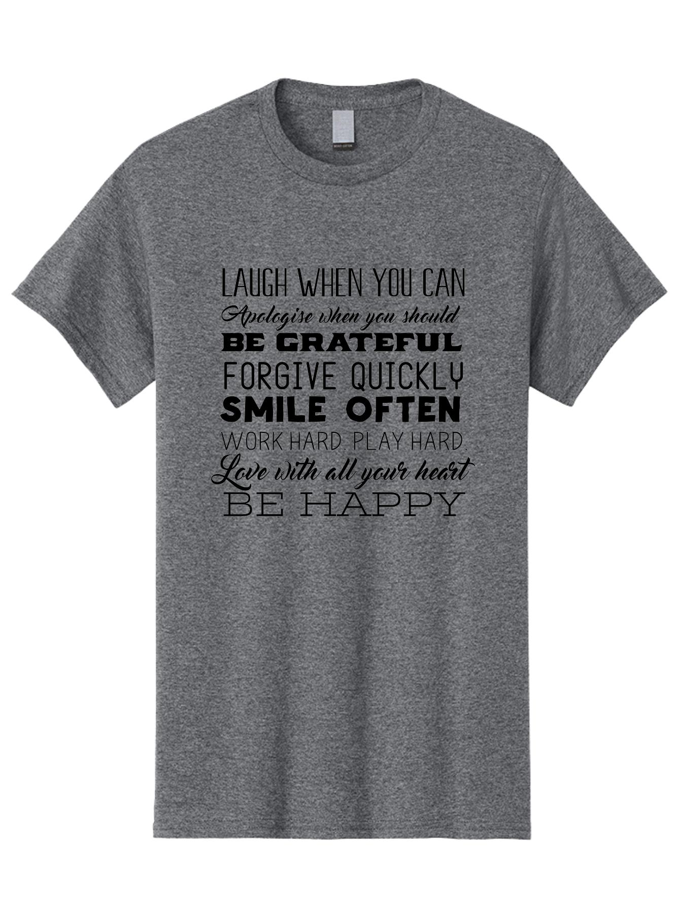 Laugh-When-You-Can Men'S Graphic Tee, 100% Cotton, Comfortable Casual Summer Wear, Machine Washable, Inspirational Quotes, Motivational Messages, Positive Affirmations, Happiness, Gratitude, Forgiveness, Smiling, Hard Work, Love Aac926 15