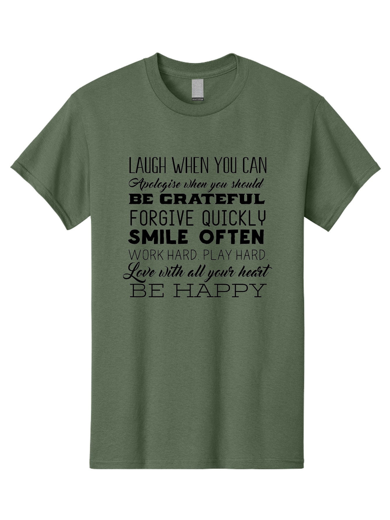 Laugh-When-You-Can Men'S Graphic Tee, 100% Cotton, Comfortable Casual Summer Wear, Machine Washable, Inspirational Quotes, Motivational Messages, Positive Affirmations, Happiness, Gratitude, Forgiveness, Smiling, Hard Work, Love Aac926 19