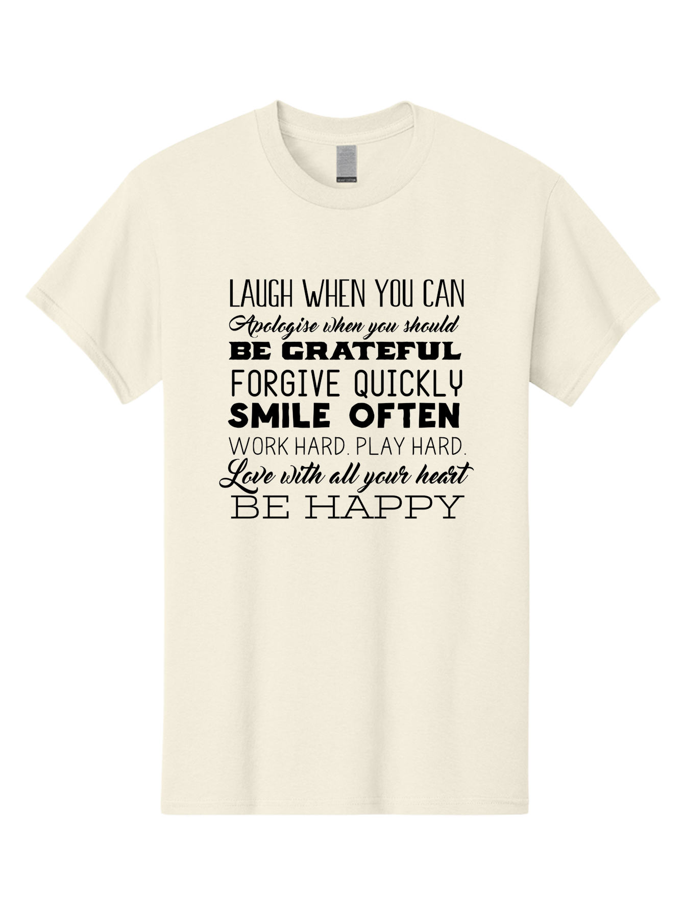 Laugh-When-You-Can Men'S Graphic Tee, 100% Cotton, Comfortable Casual Summer Wear, Machine Washable, Inspirational Quotes, Motivational Messages, Positive Affirmations, Happiness, Gratitude, Forgiveness, Smiling, Hard Work, Love Aac926 21