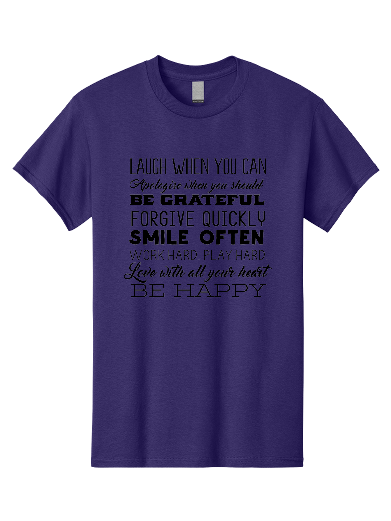 Laugh-When-You-Can Men'S Graphic Tee, 100% Cotton, Comfortable Casual Summer Wear, Machine Washable, Inspirational Quotes, Motivational Messages, Positive Affirmations, Happiness, Gratitude, Forgiveness, Smiling, Hard Work, Love Aac926 25
