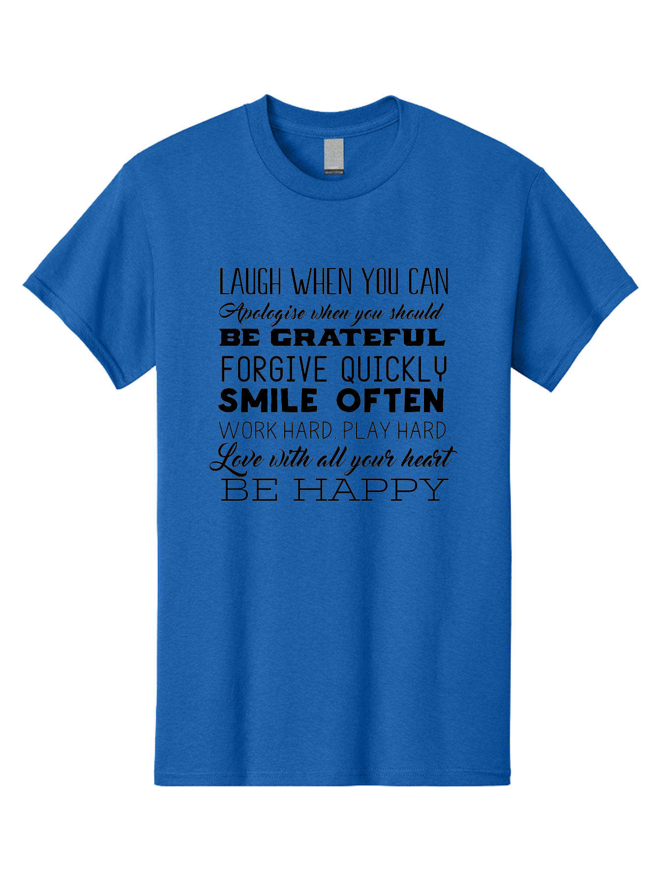 Laugh-When-You-Can Men'S Graphic Tee, 100% Cotton, Comfortable Casual Summer Wear, Machine Washable, Inspirational Quotes, Motivational Messages, Positive Affirmations, Happiness, Gratitude, Forgiveness, Smiling, Hard Work, Love Aac926 3