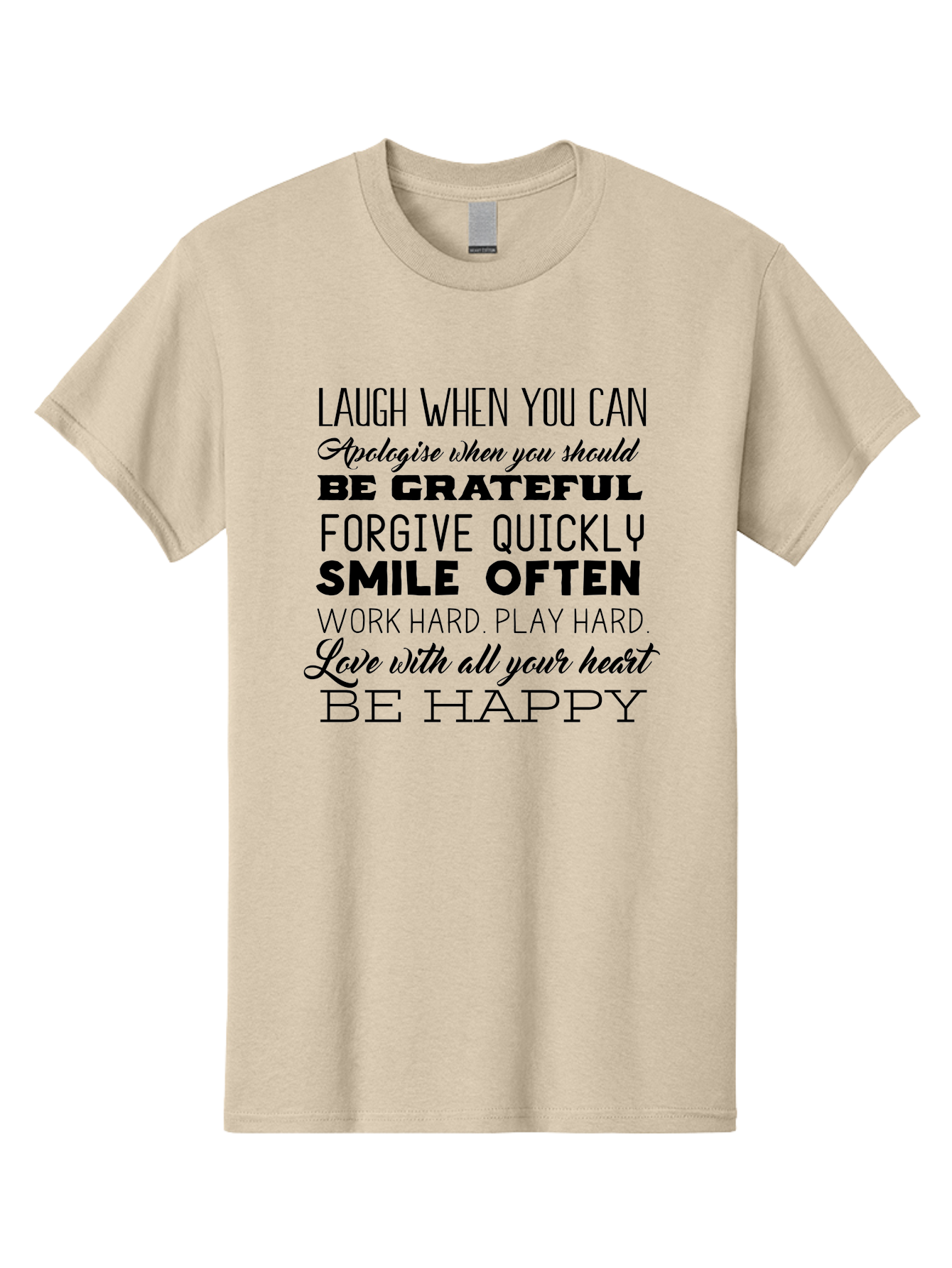 Laugh-When-You-Can Men'S Graphic Tee, 100% Cotton, Comfortable Casual Summer Wear, Machine Washable, Inspirational Quotes, Motivational Messages, Positive Affirmations, Happiness, Gratitude, Forgiveness, Smiling, Hard Work, Love Aac926 13